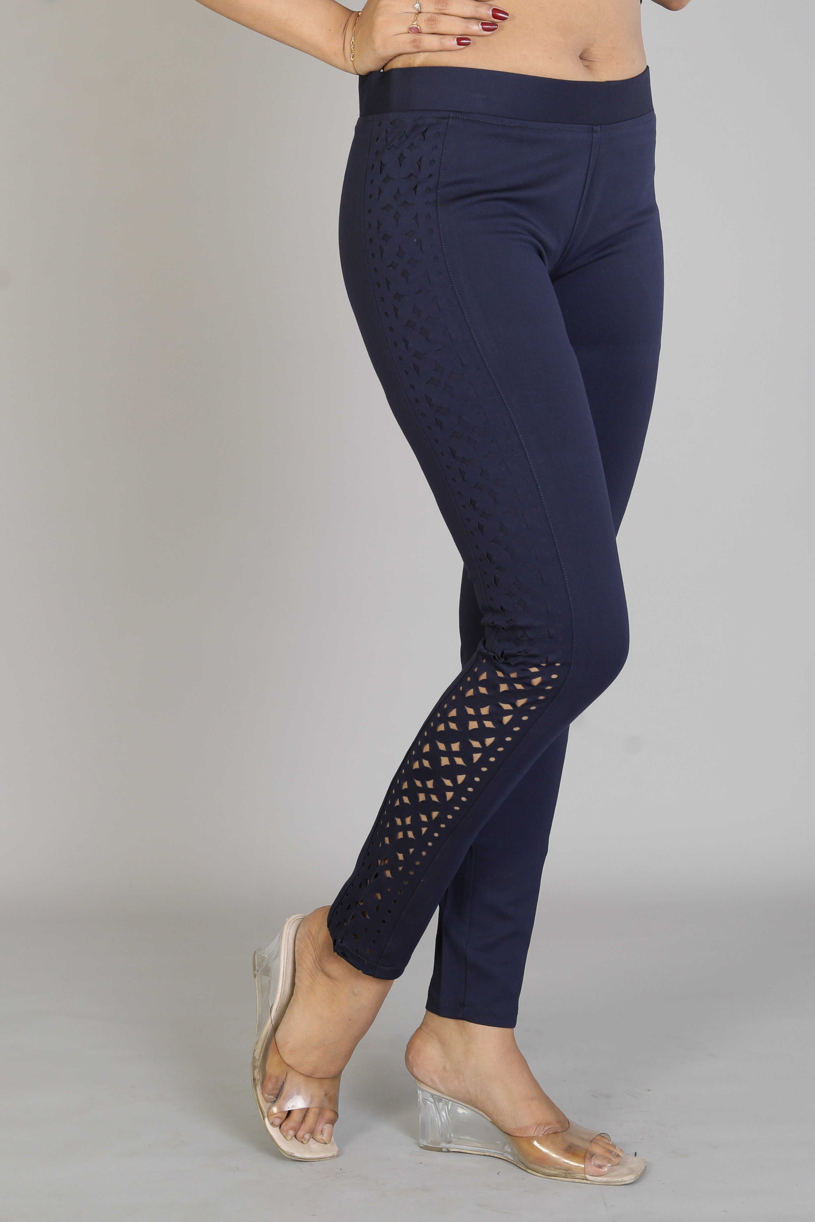 Women's Solid Navy Blue Jeggings - Keya Seth Exclusive