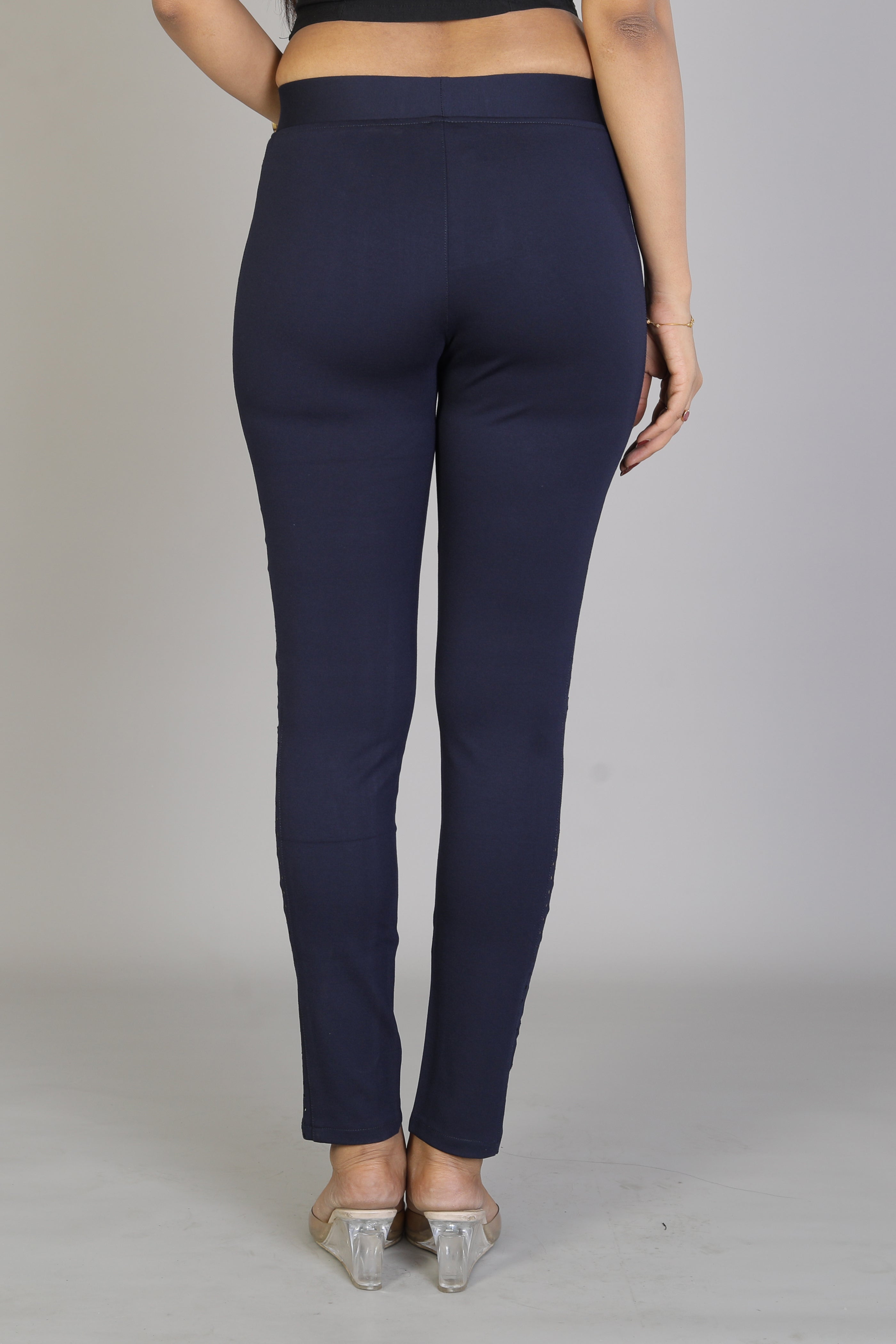 Women's Solid Navy Blue Jeggings - Keya Seth Exclusive