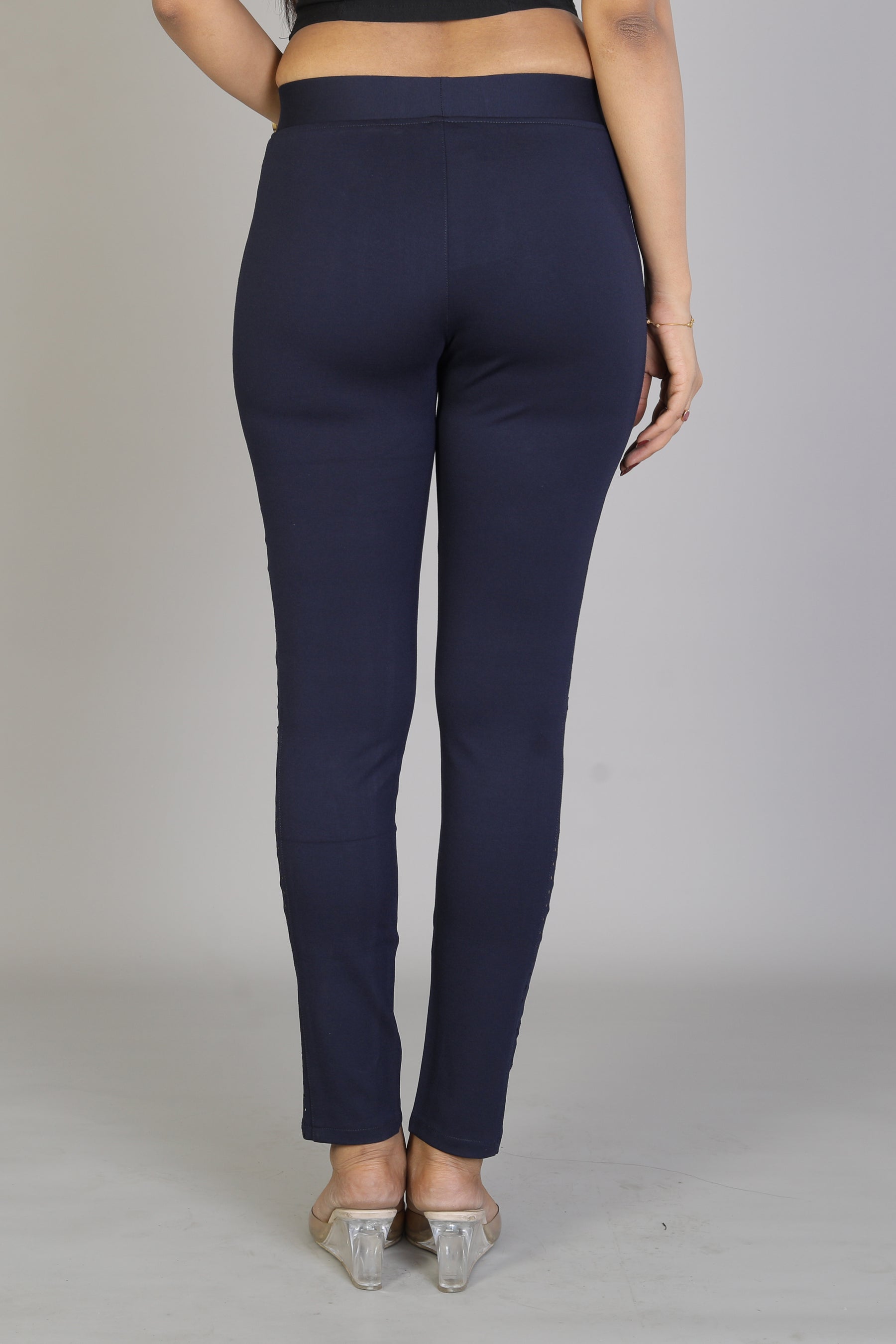 Women's Solid Navy Blue Jeggings - Keya Seth Exclusive