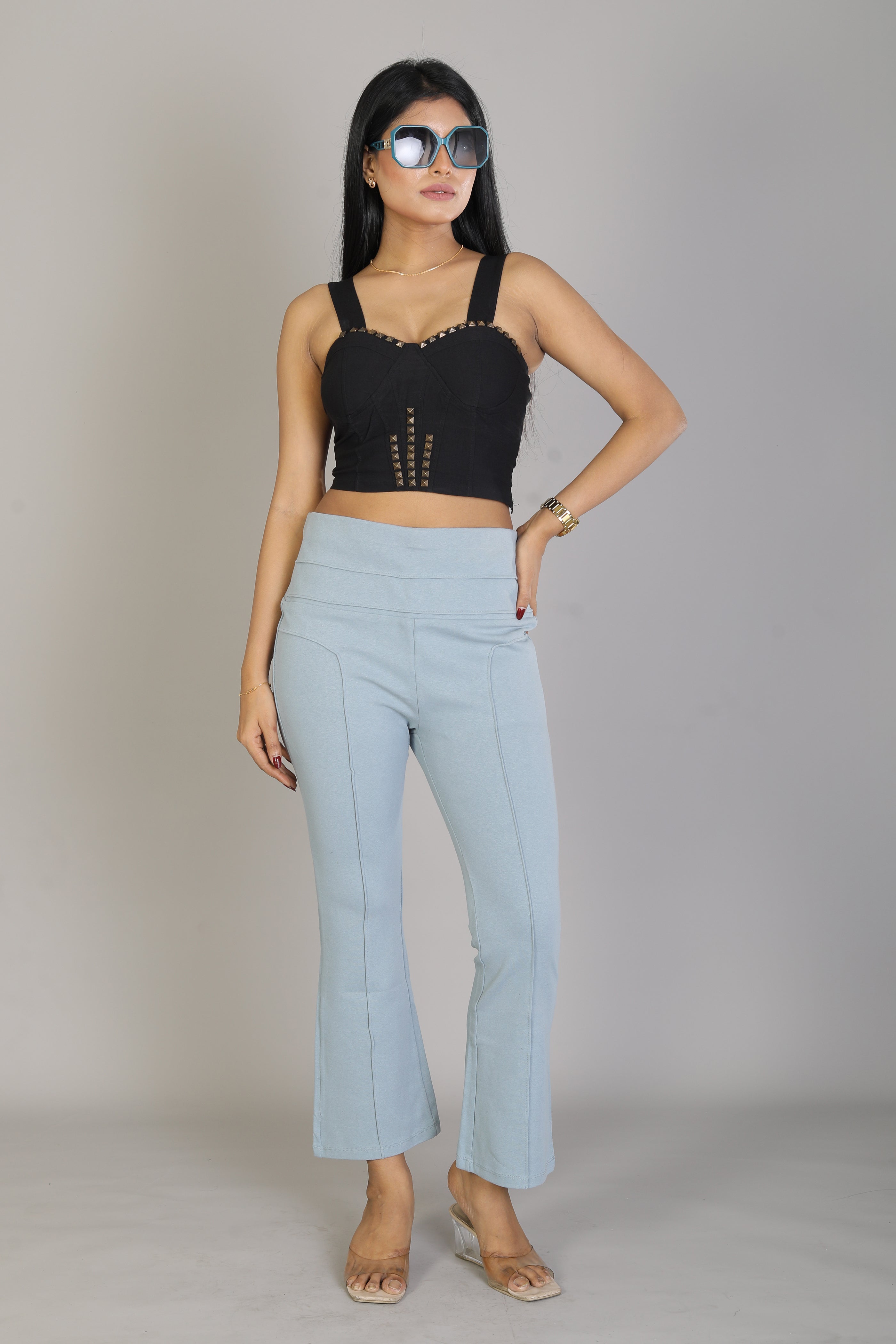 Women's Solid Blue Jeggings - Keya Seth Exclusive