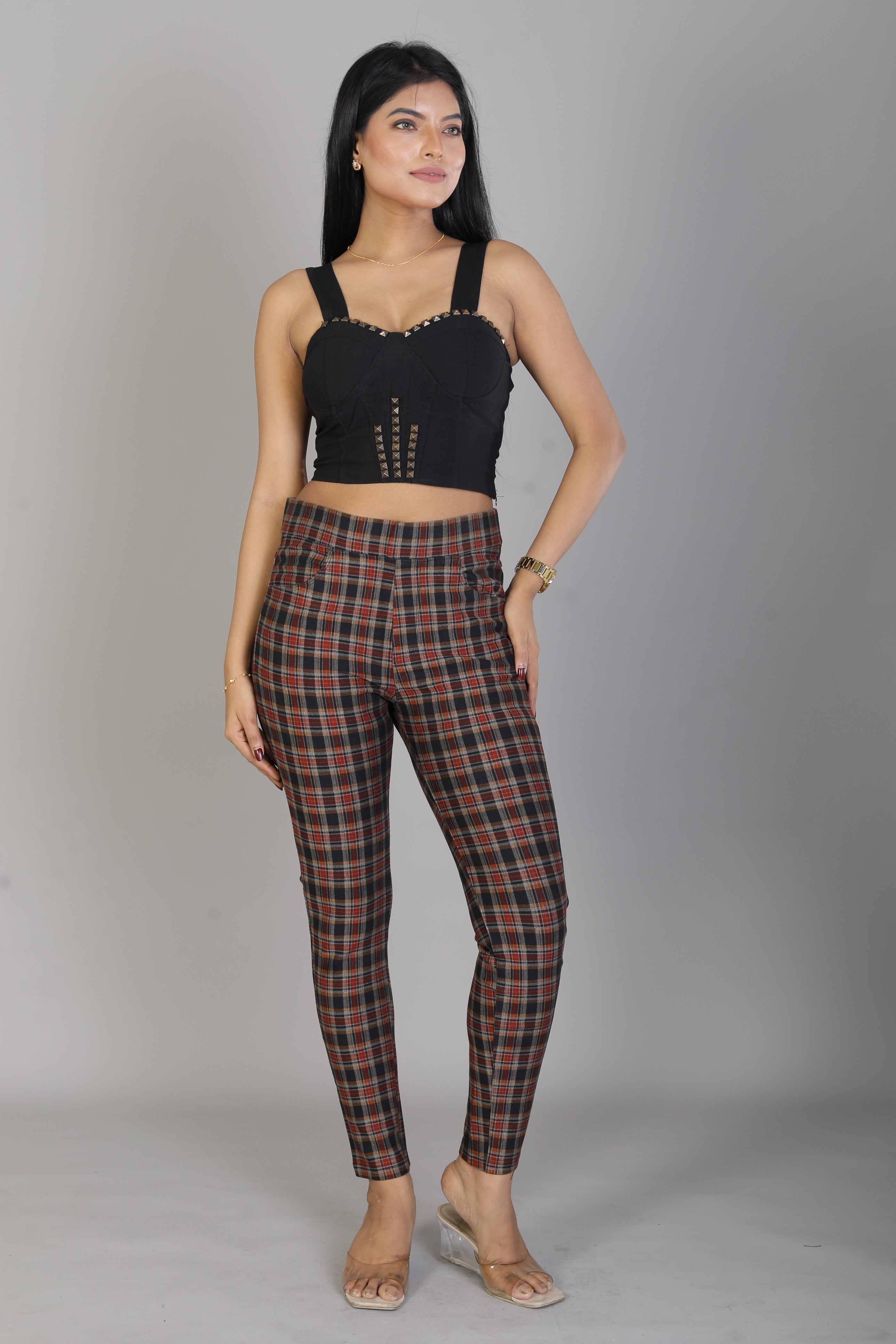 Women's Multicolored Checkered Jeggings - Keya Seth Exclusive