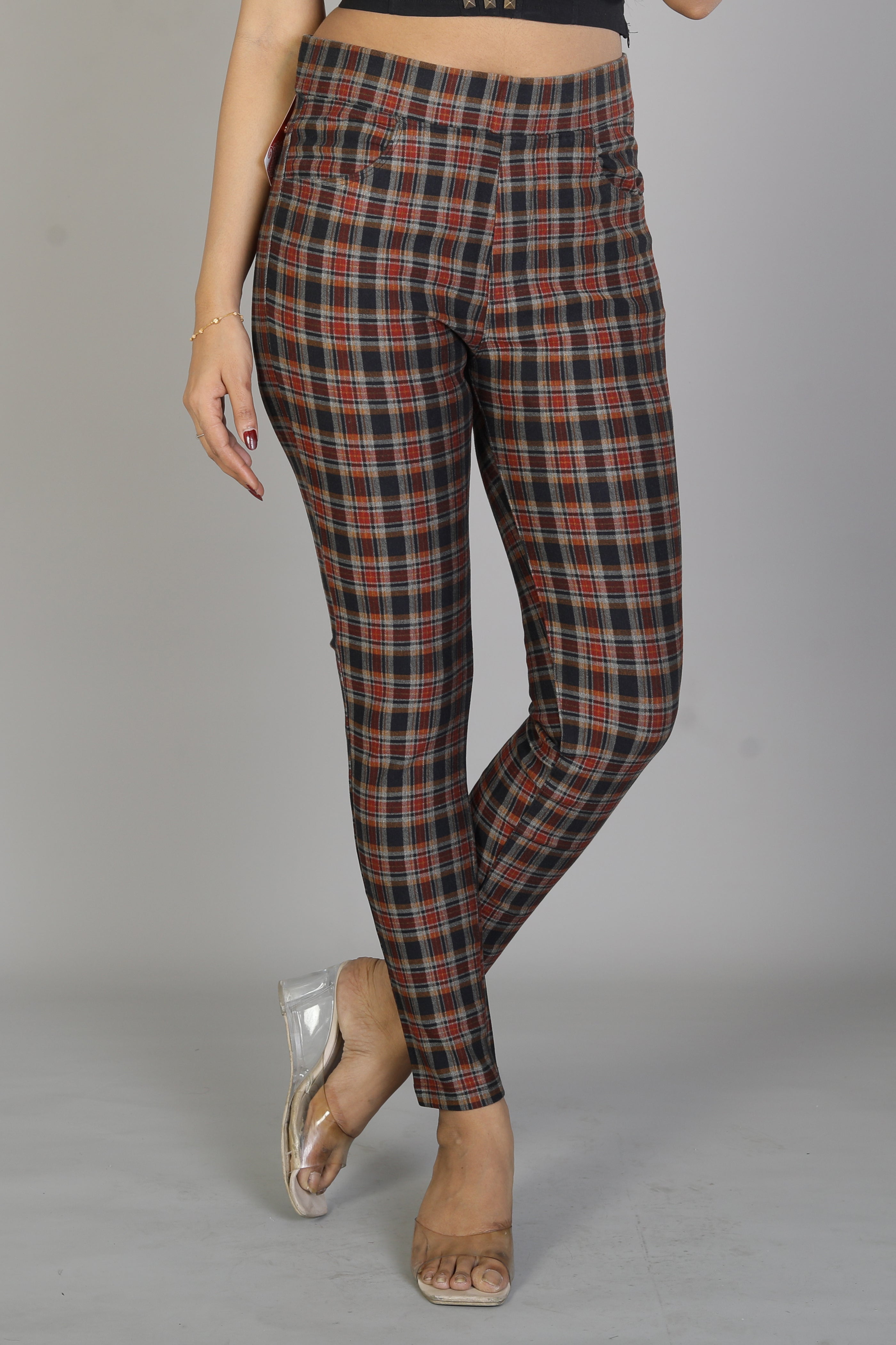 Women's Multicolored Checkered Jeggings - Keya Seth Exclusive