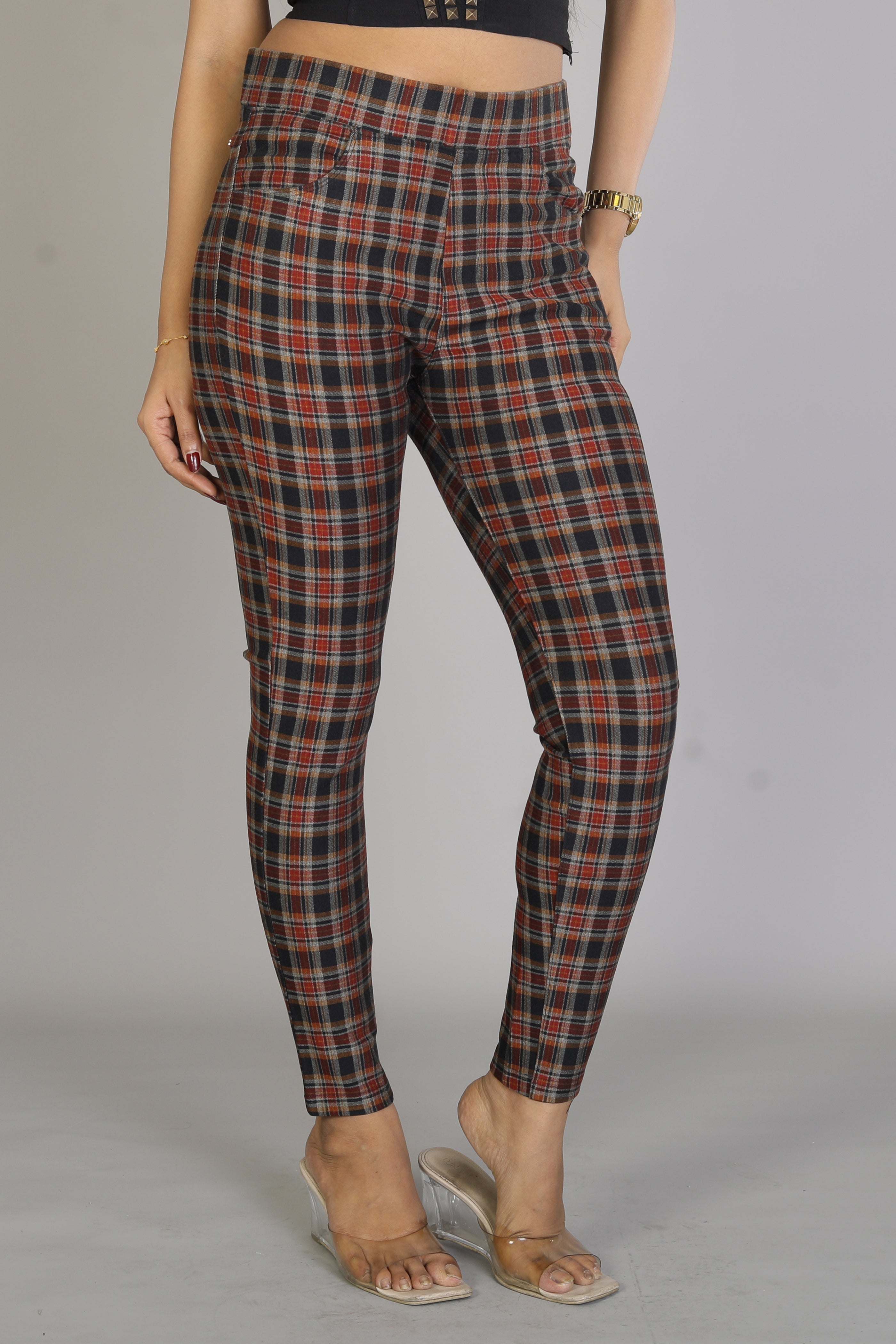 Women's Multicolored Checkered Jeggings - Keya Seth Exclusive