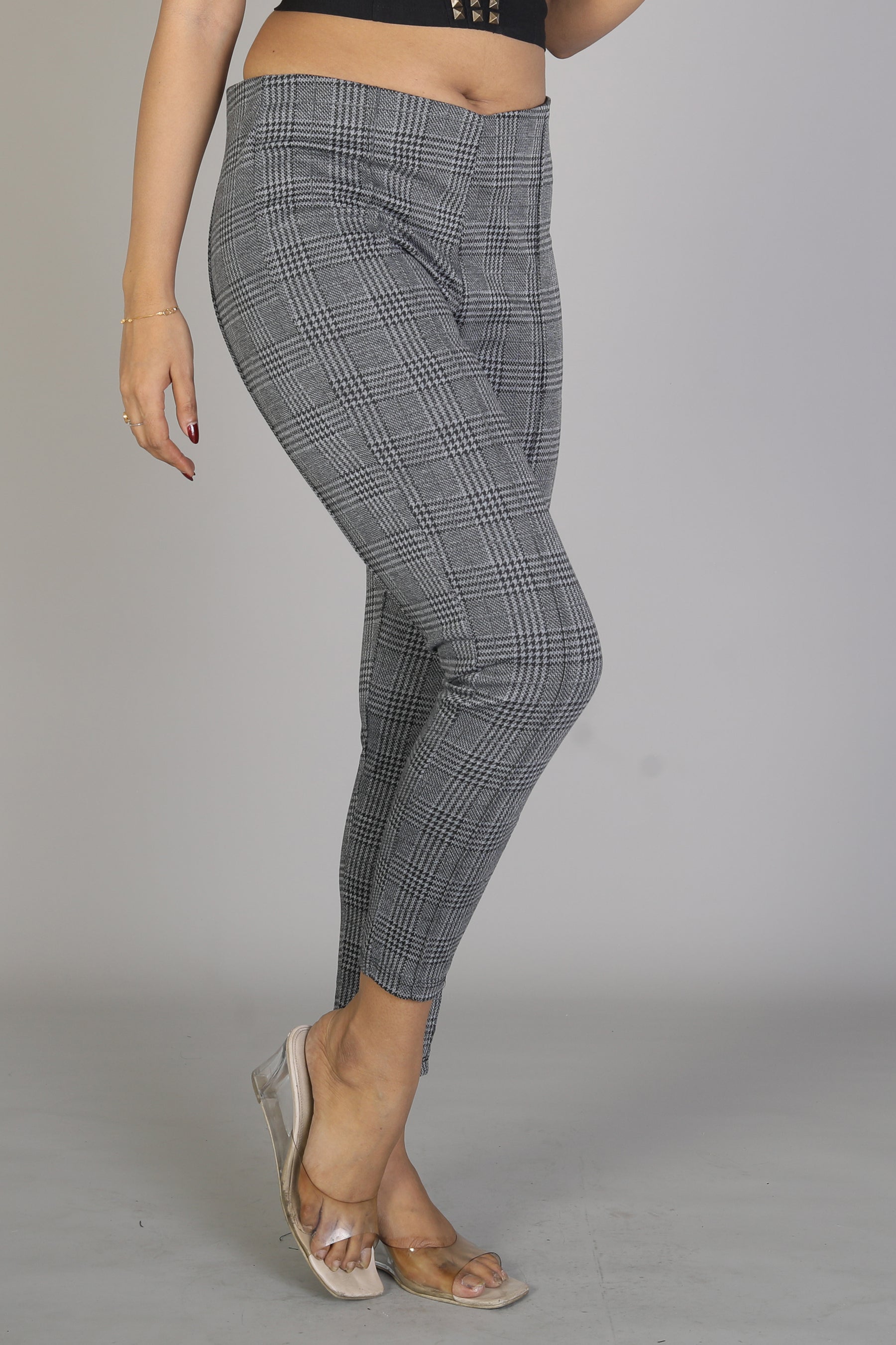 Women's Grey Checkered Jeggings - Keya Seth Exclusive