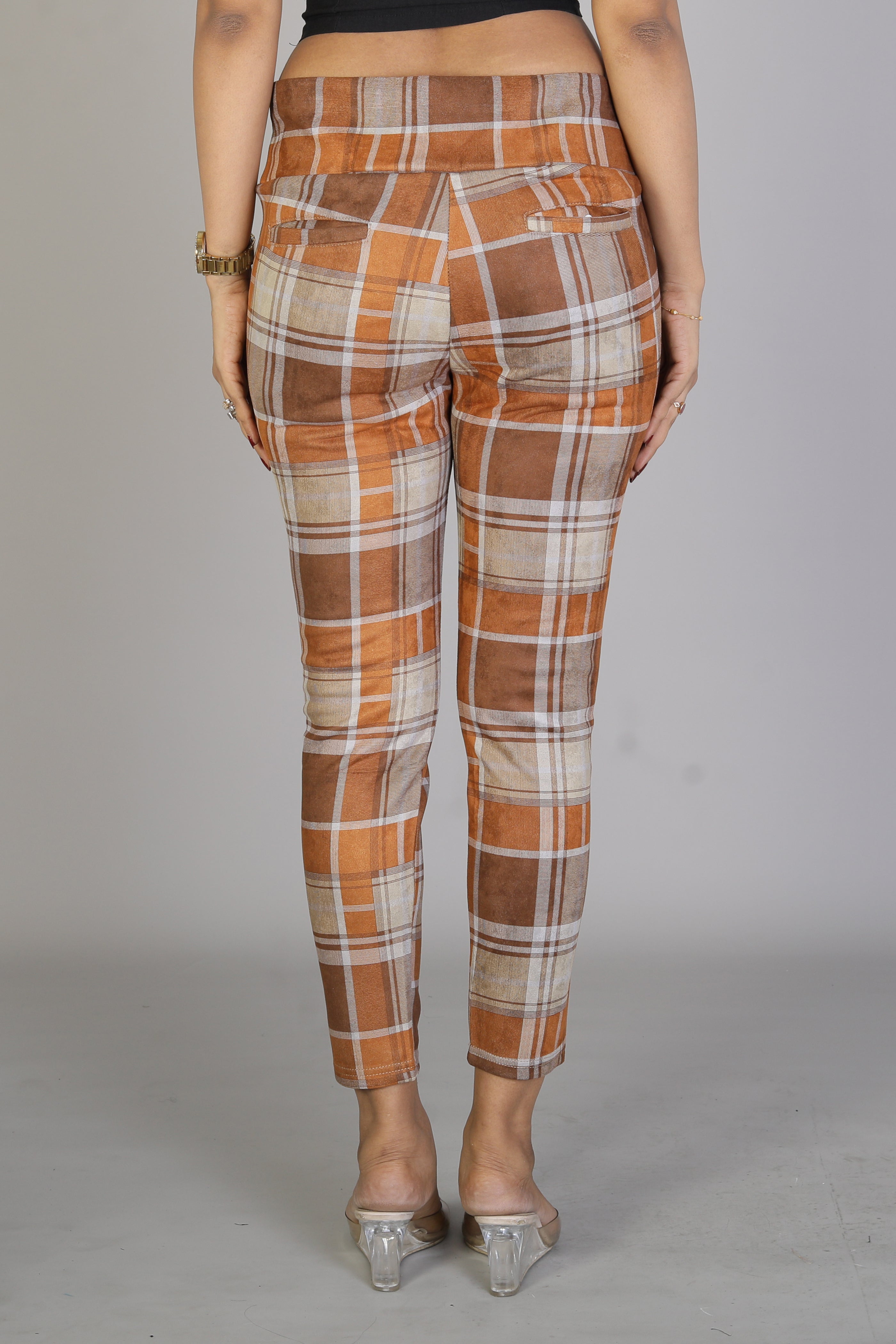 Women's Mustard Checkered Jeggings - Keya Seth Exclusive
