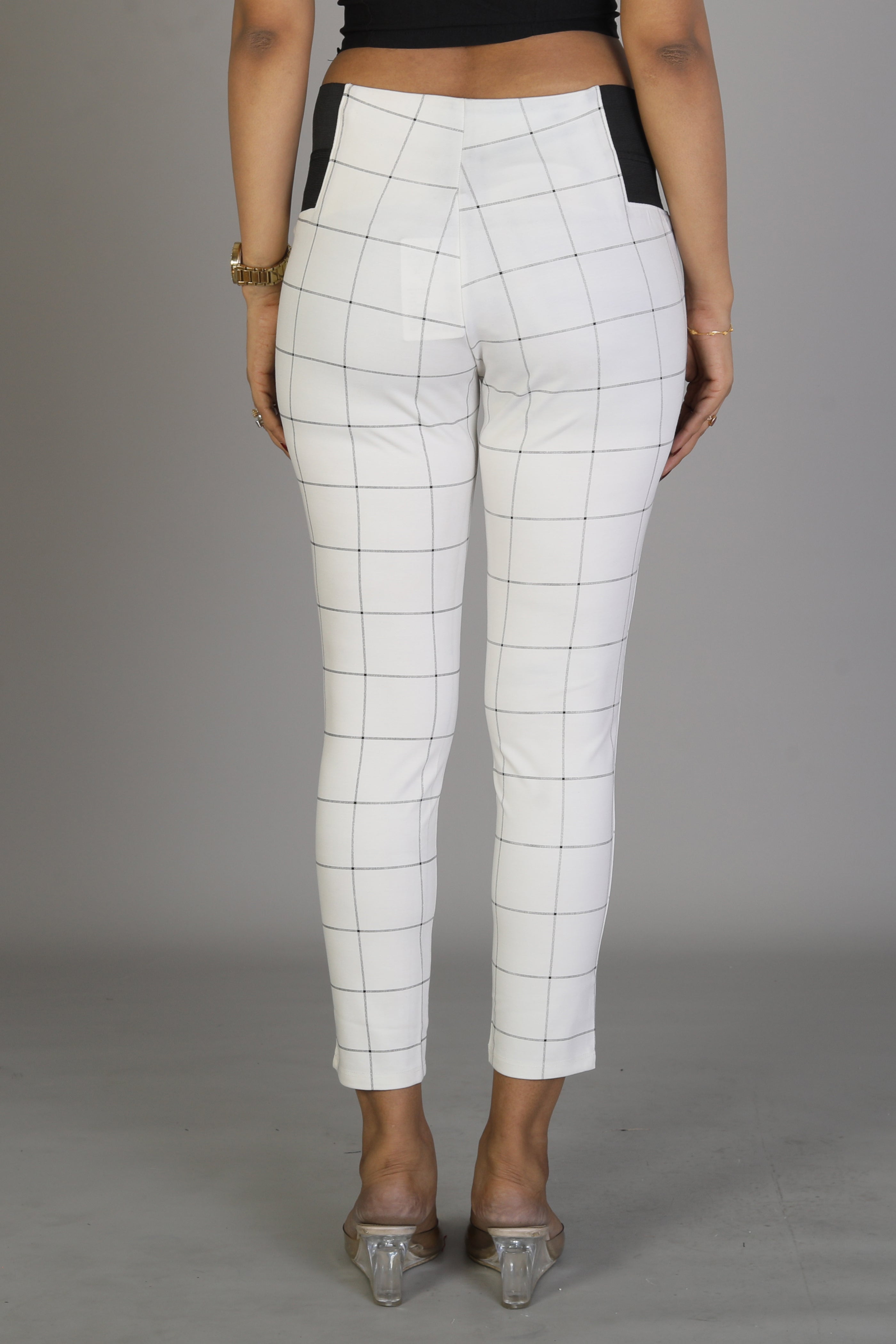 Women's White Checkered Jeggings - Keya Seth Exclusive