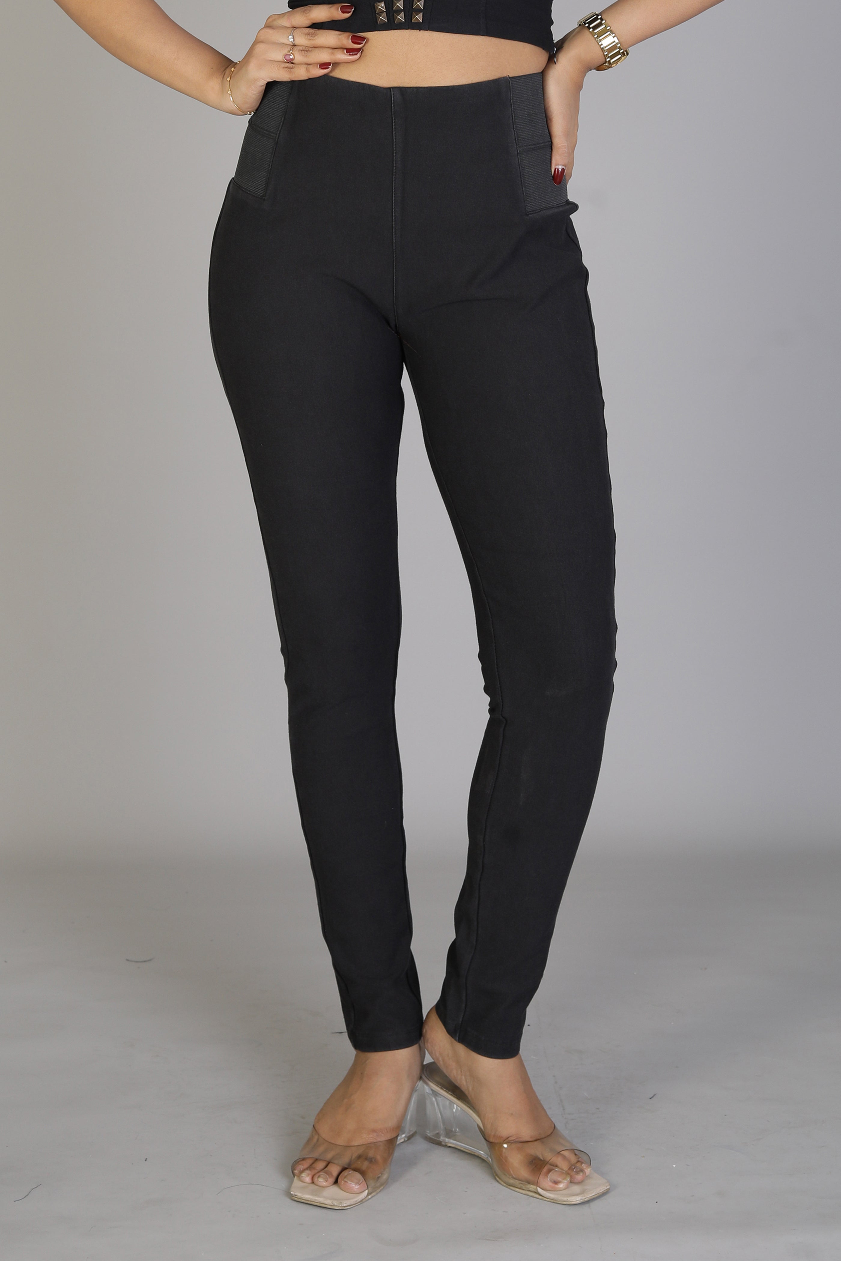 Women's Soft Solid Black Jeggings - Keya Seth Exclusive