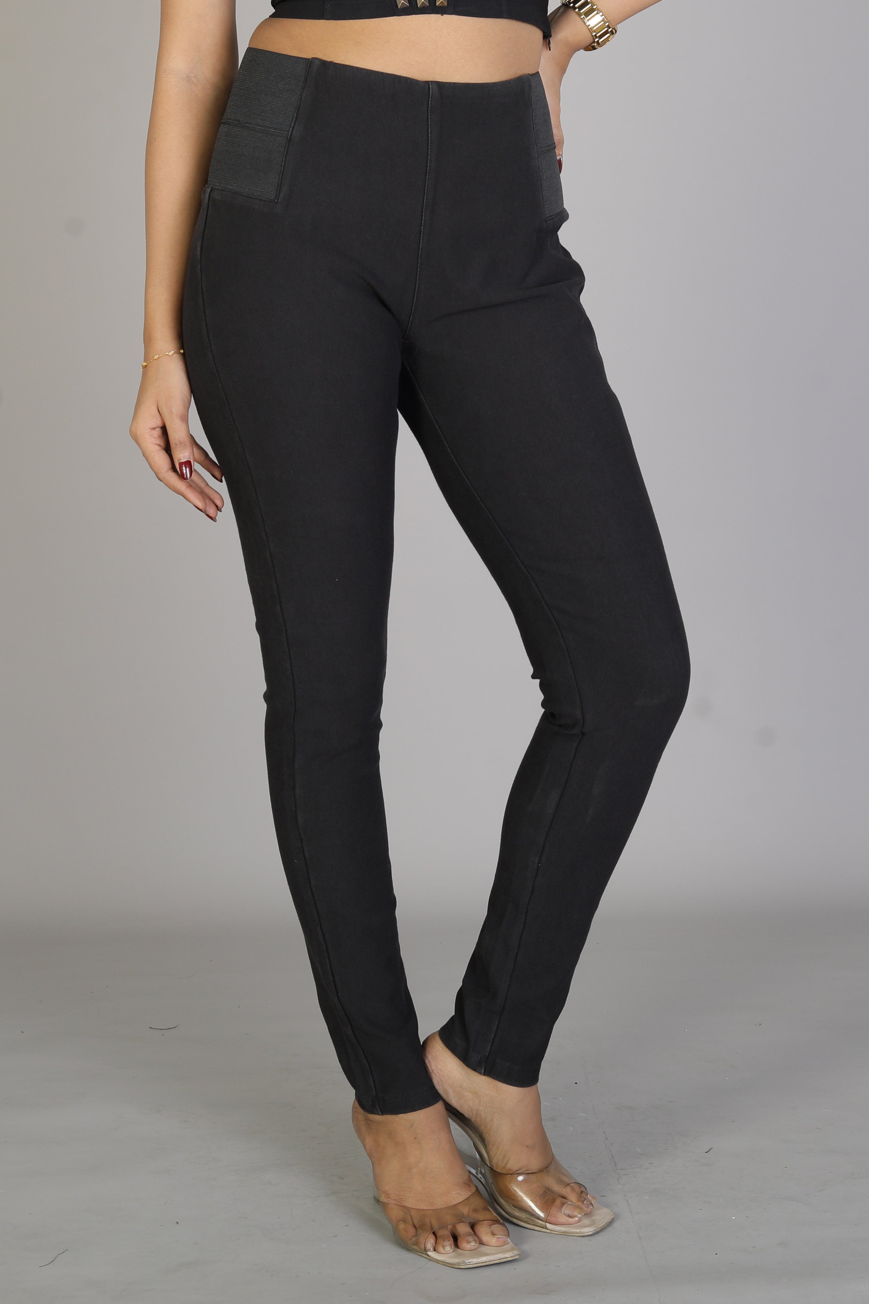 Women's Soft Solid Black Jeggings - Keya Seth Exclusive