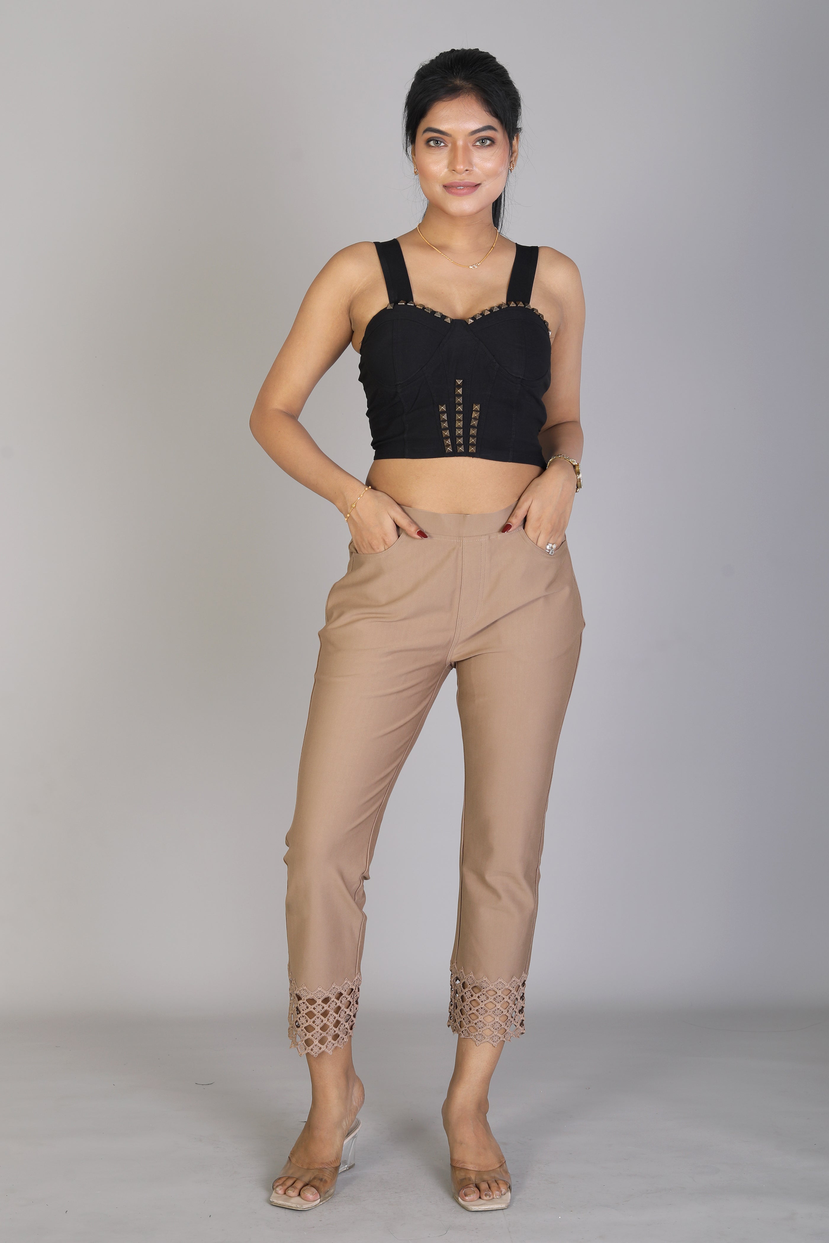 Women's Solid Brown Jeggings - Keya Seth Exclusive
