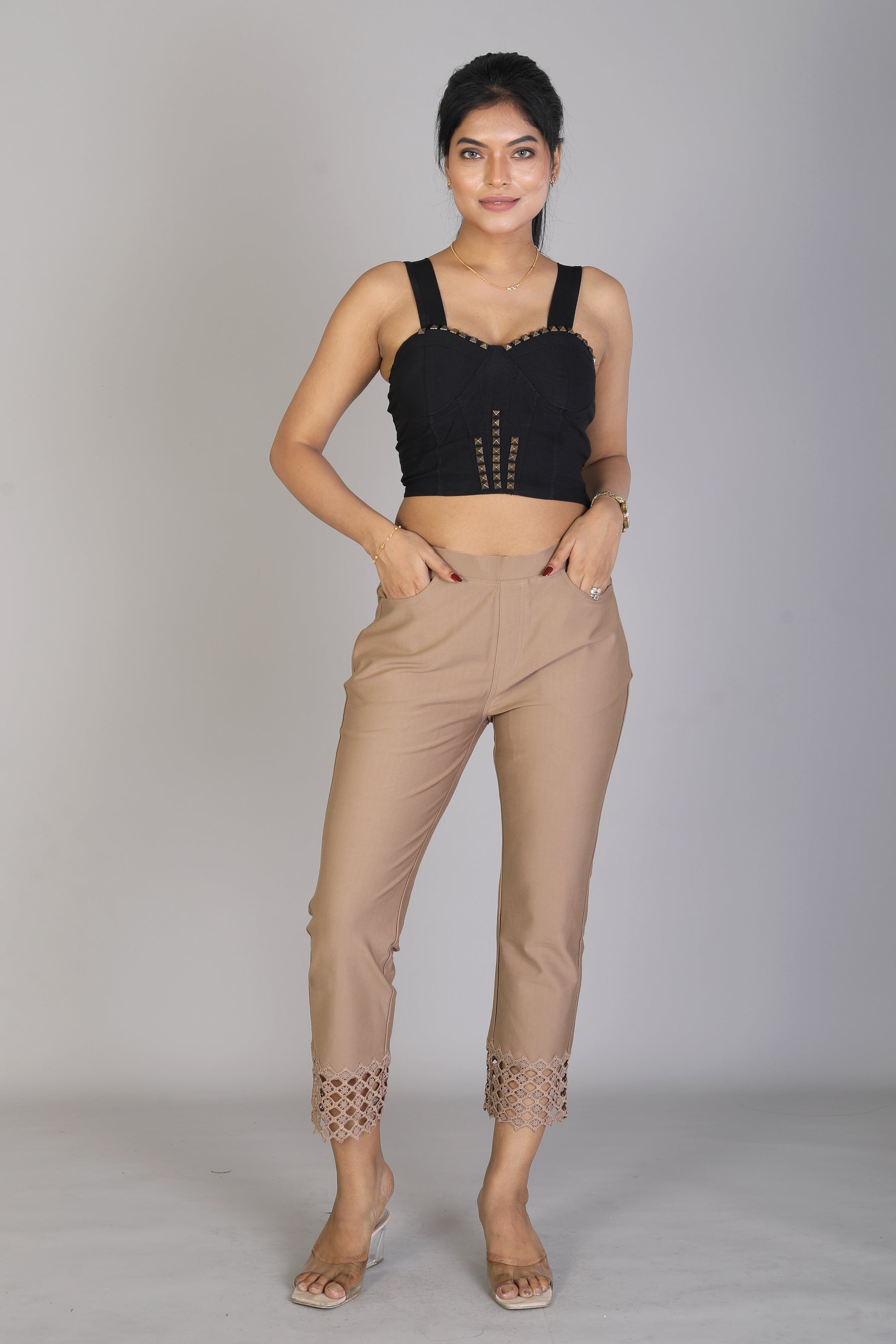 Women's Solid Brown Jeggings - Keya Seth Exclusive