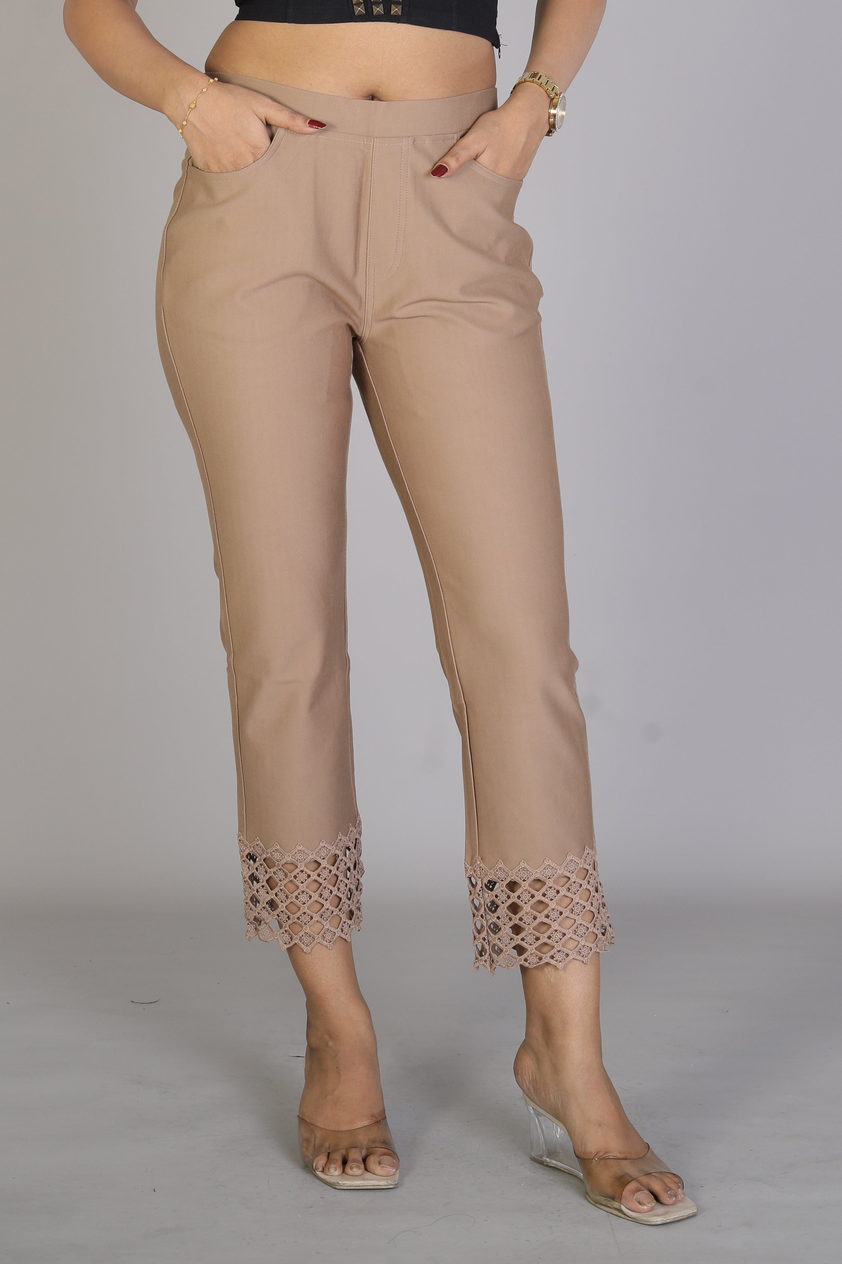 Women's Solid Brown Jeggings - Keya Seth Exclusive