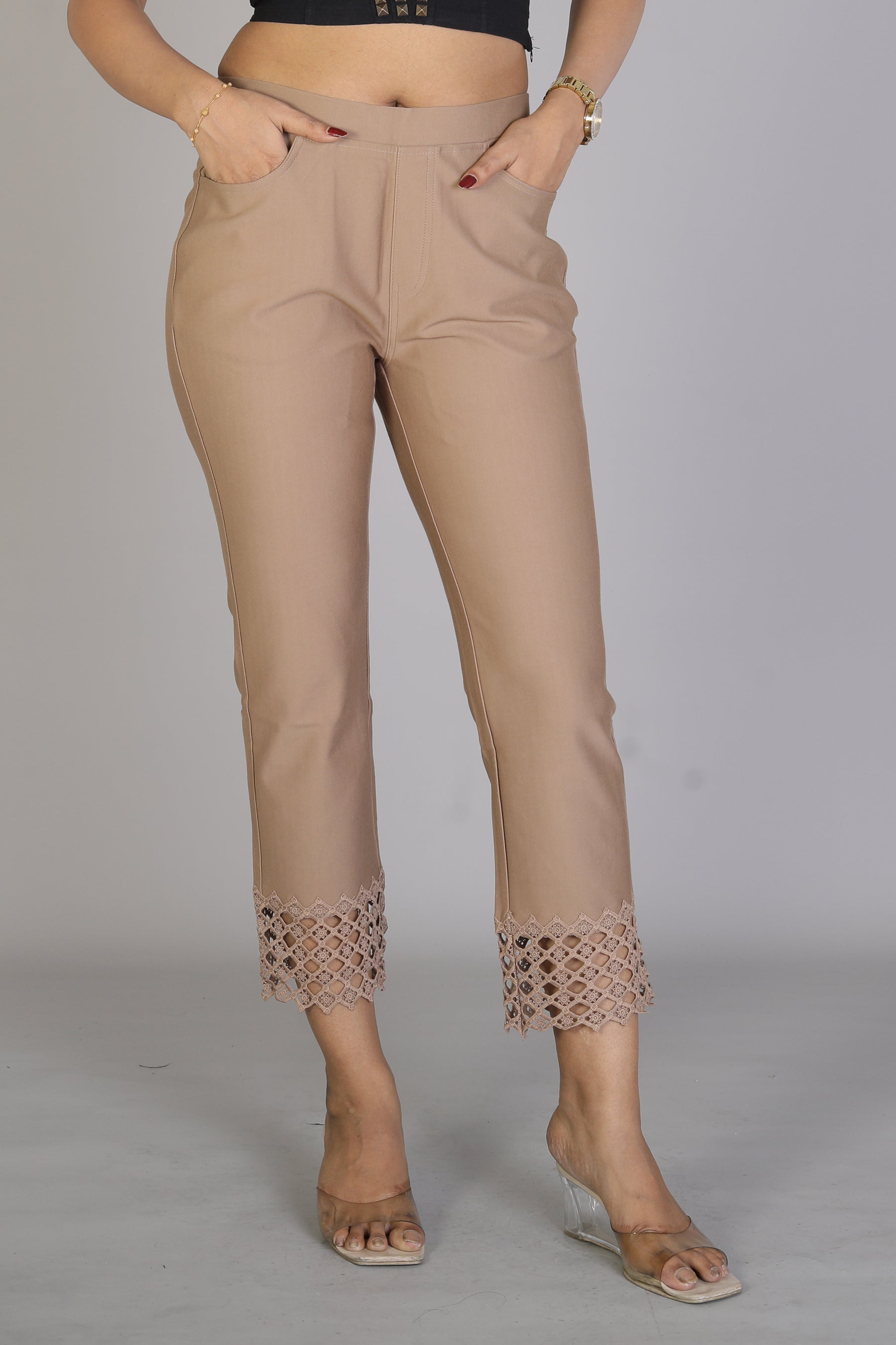Women's Solid Brown Jeggings - Keya Seth Exclusive