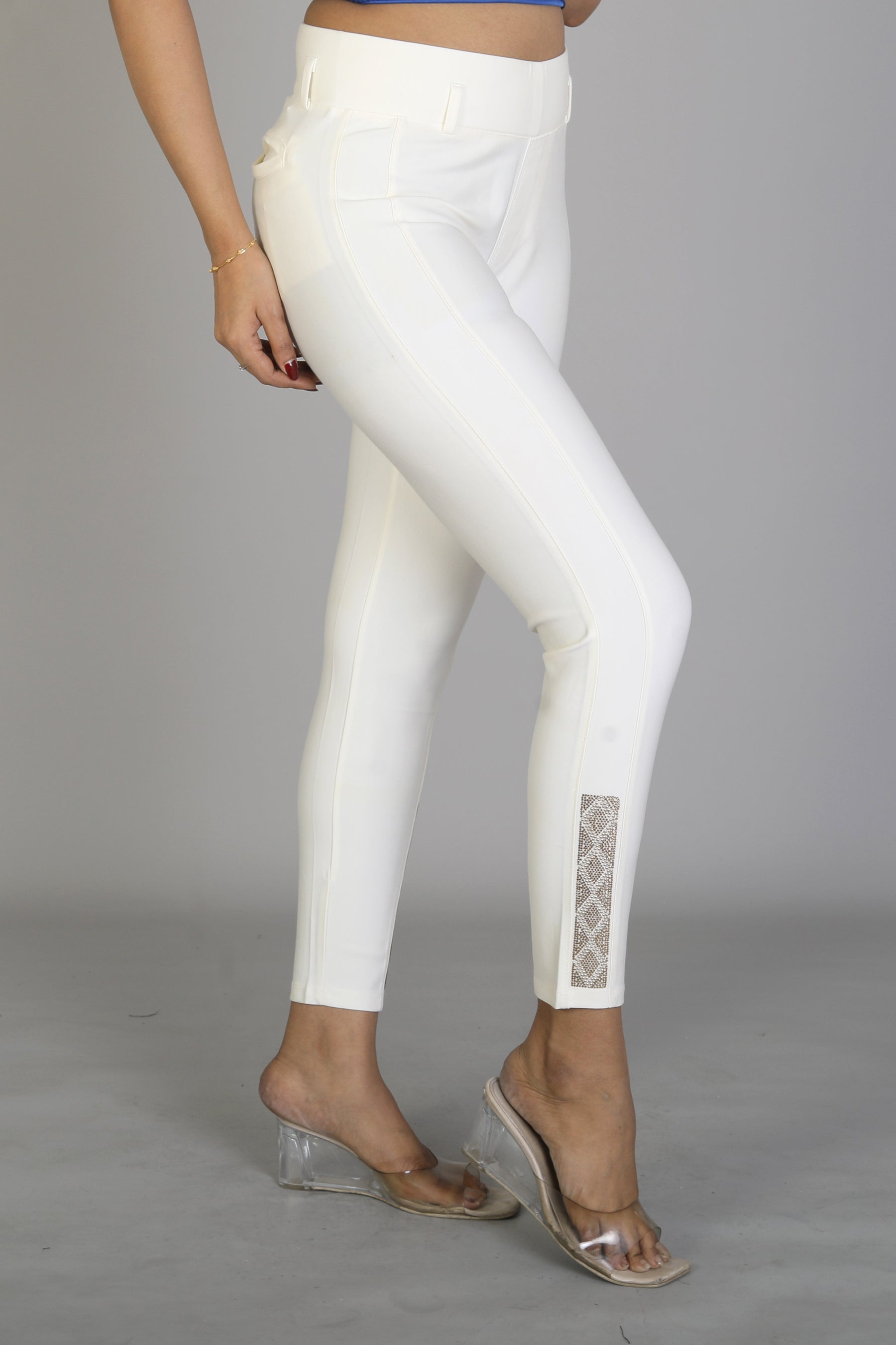 Women's Solid White Jeggings - Keya Seth Exclusive