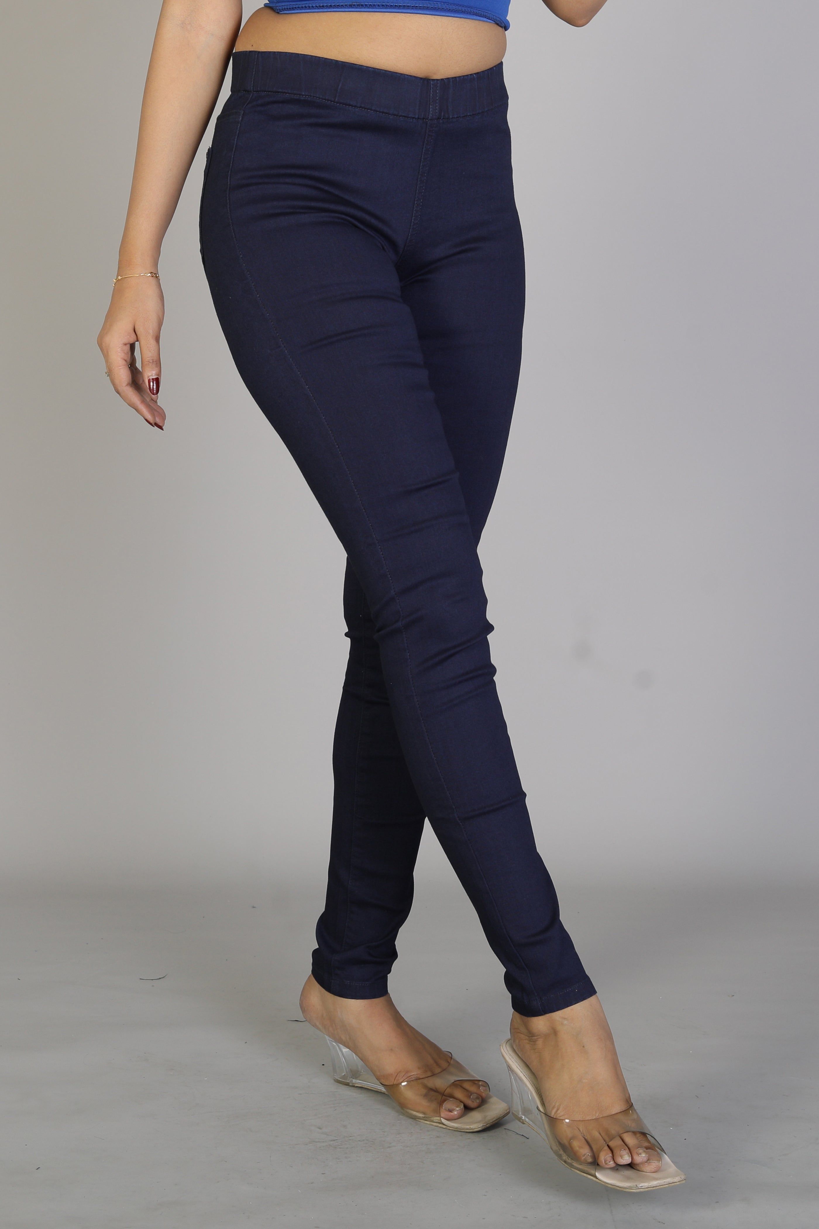 Women's Solid Navy Blue Jeggings - Keya Seth Exclusive