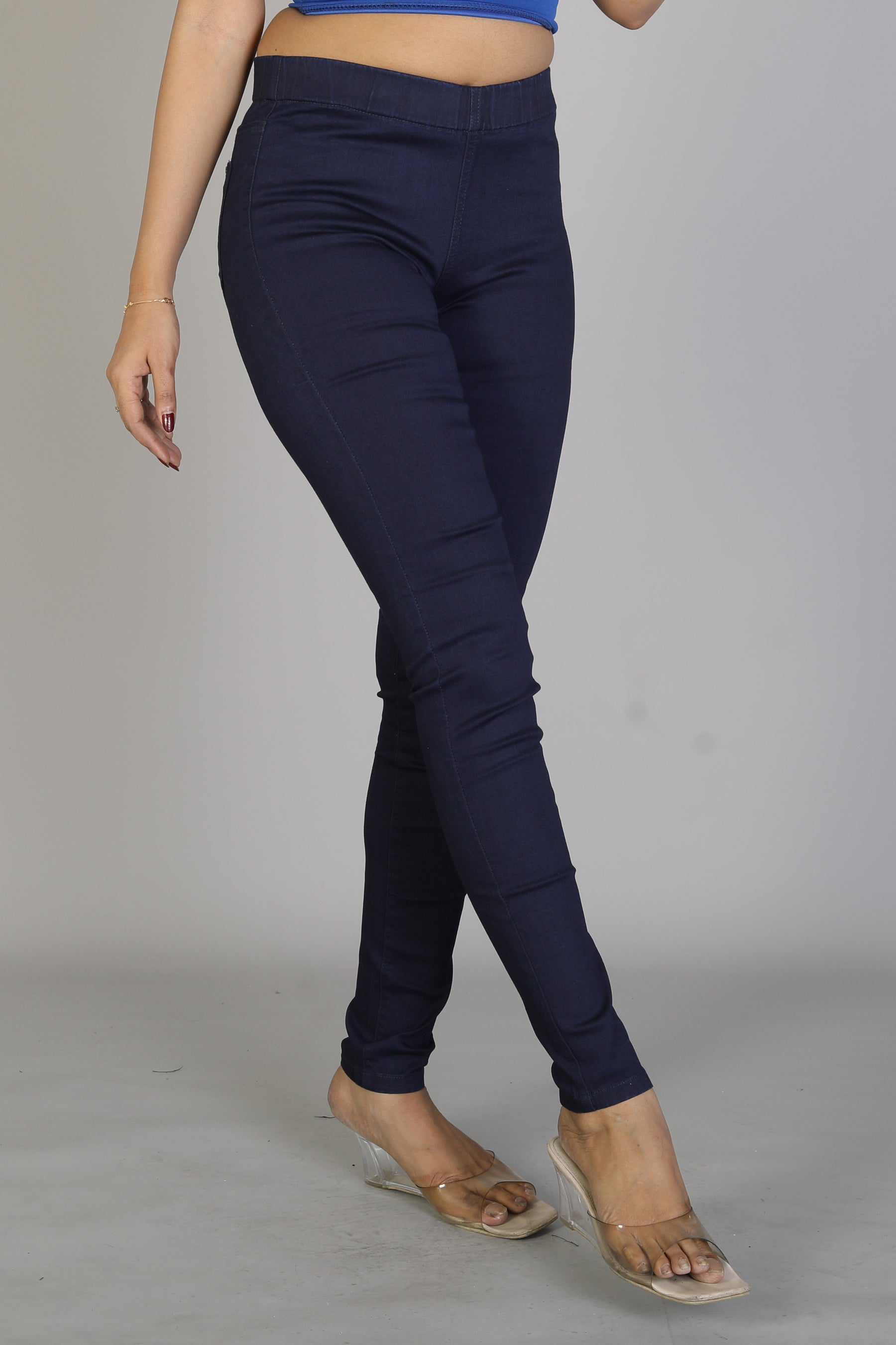 Women's Solid Navy Blue Jeggings - Keya Seth Exclusive