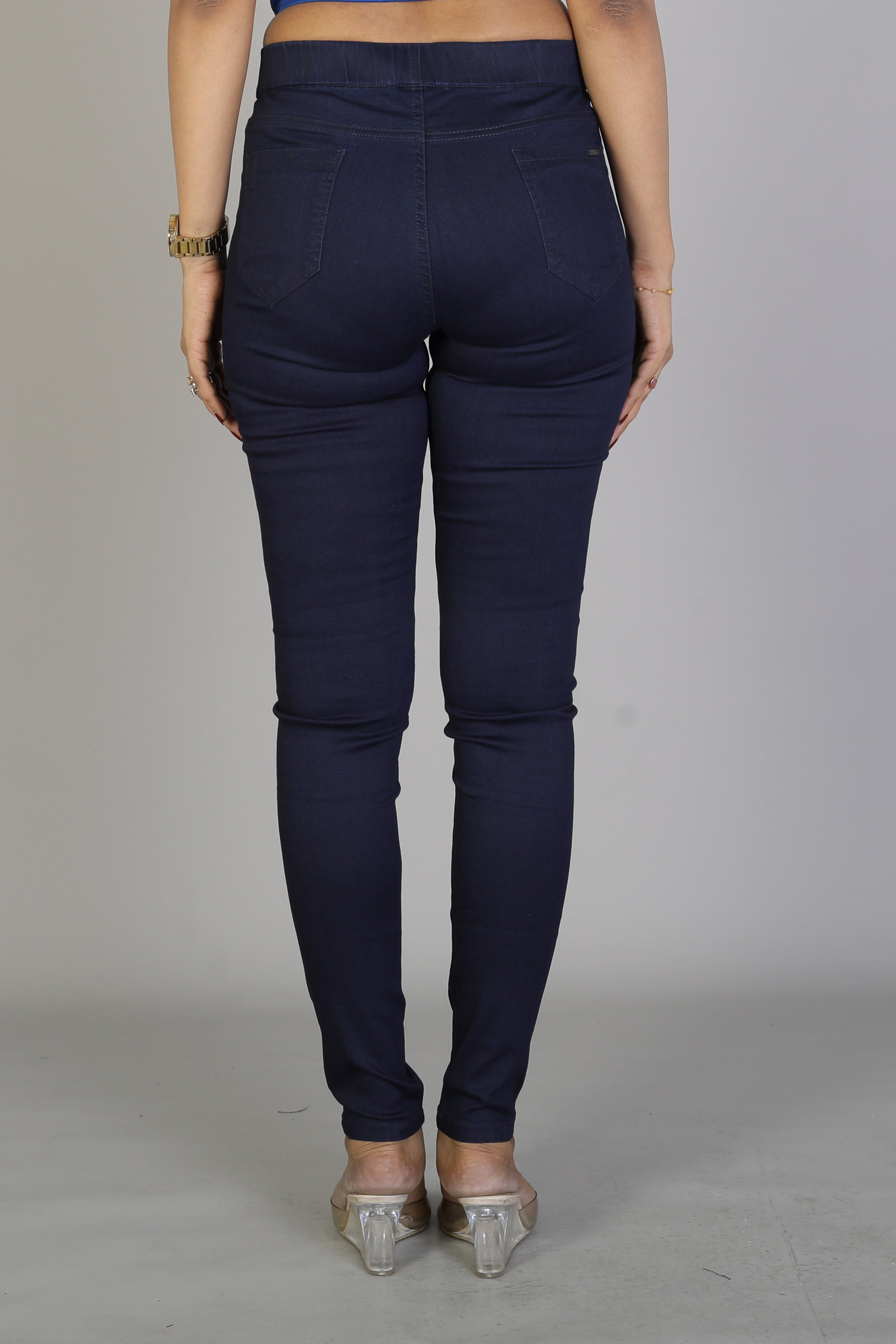 Women's Solid Navy Blue Jeggings - Keya Seth Exclusive