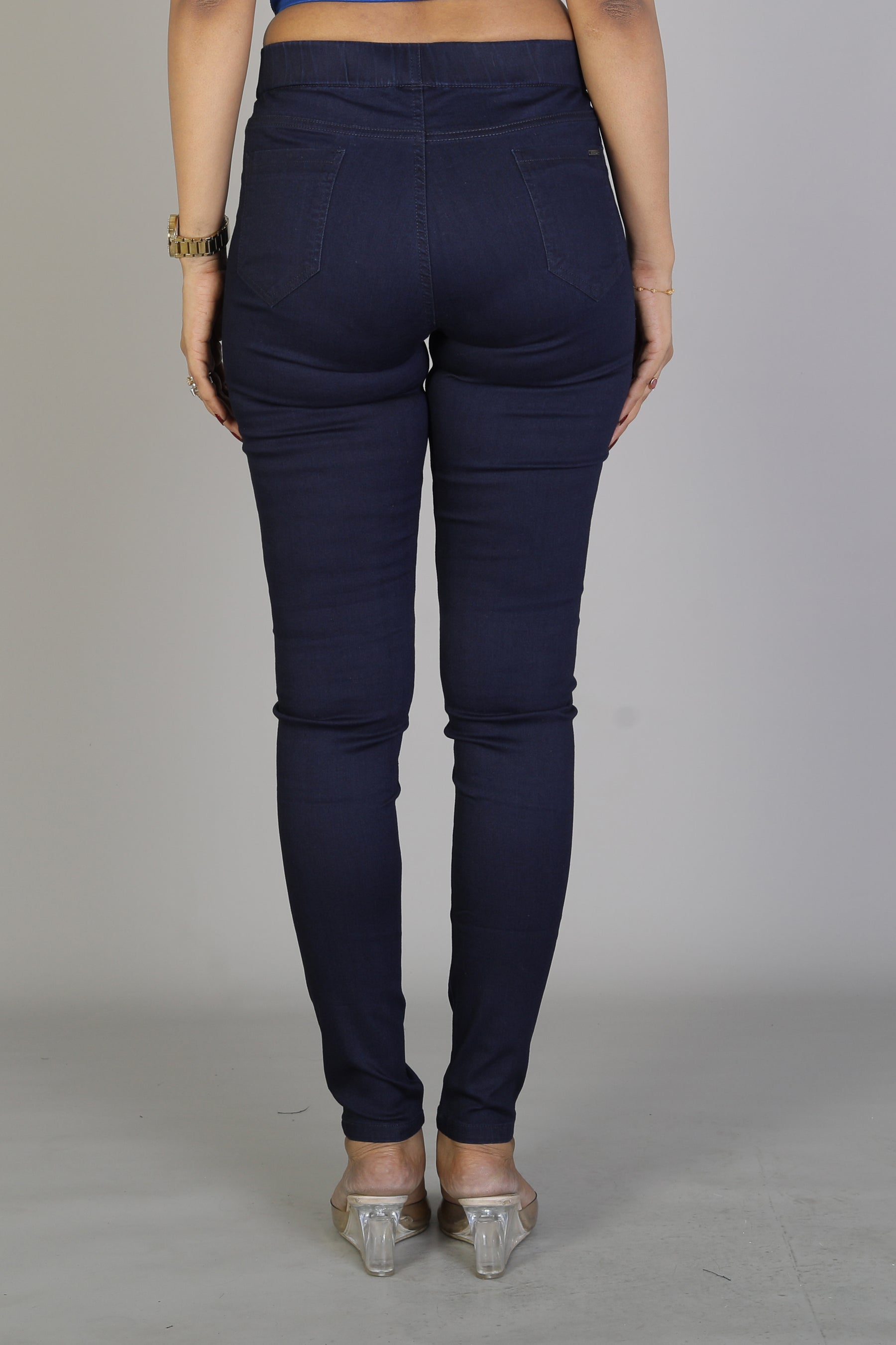 Women's Solid Navy Blue Jeggings - Keya Seth Exclusive