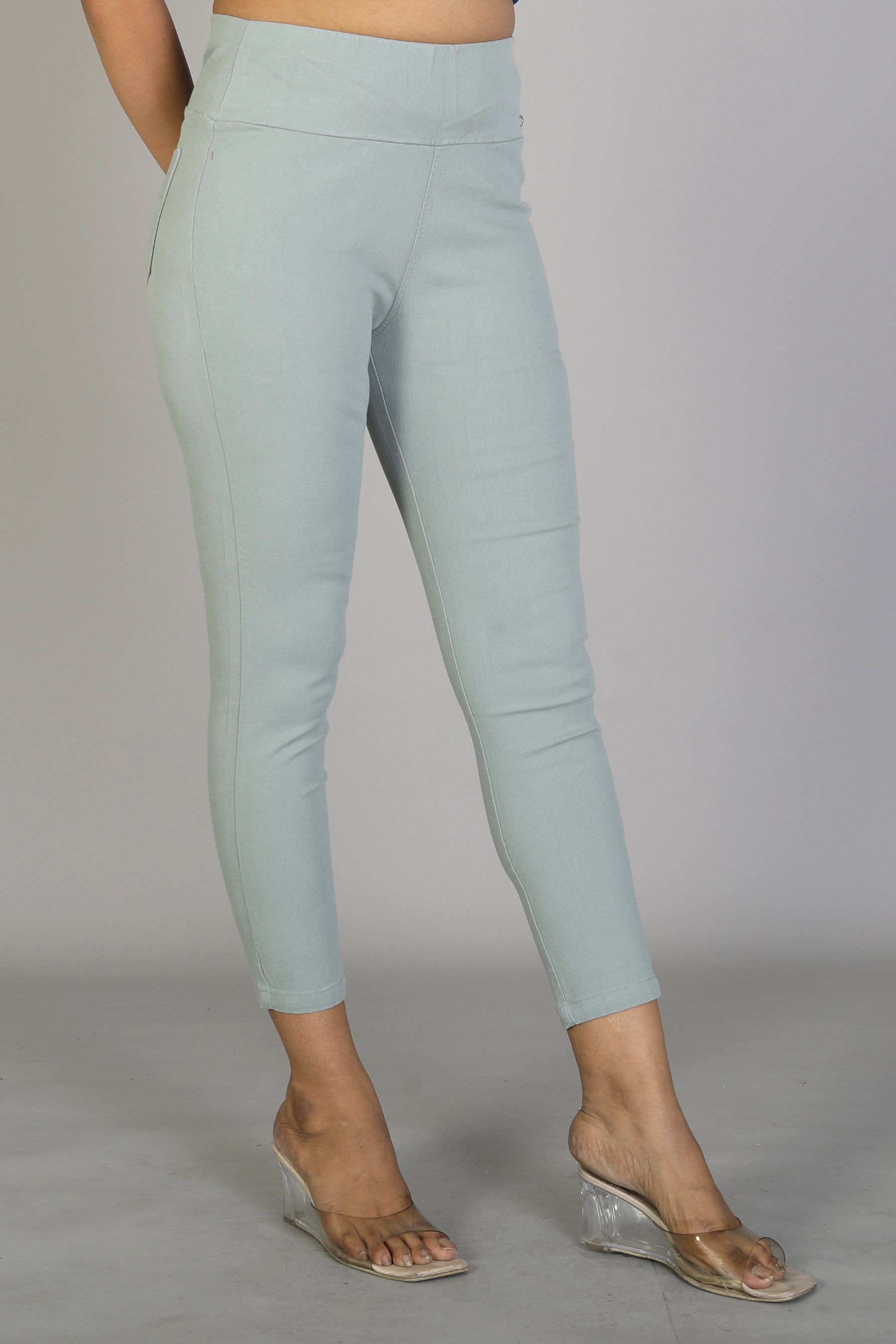 Women's Solid Light Green Jeggings - Keya Seth Exclusive