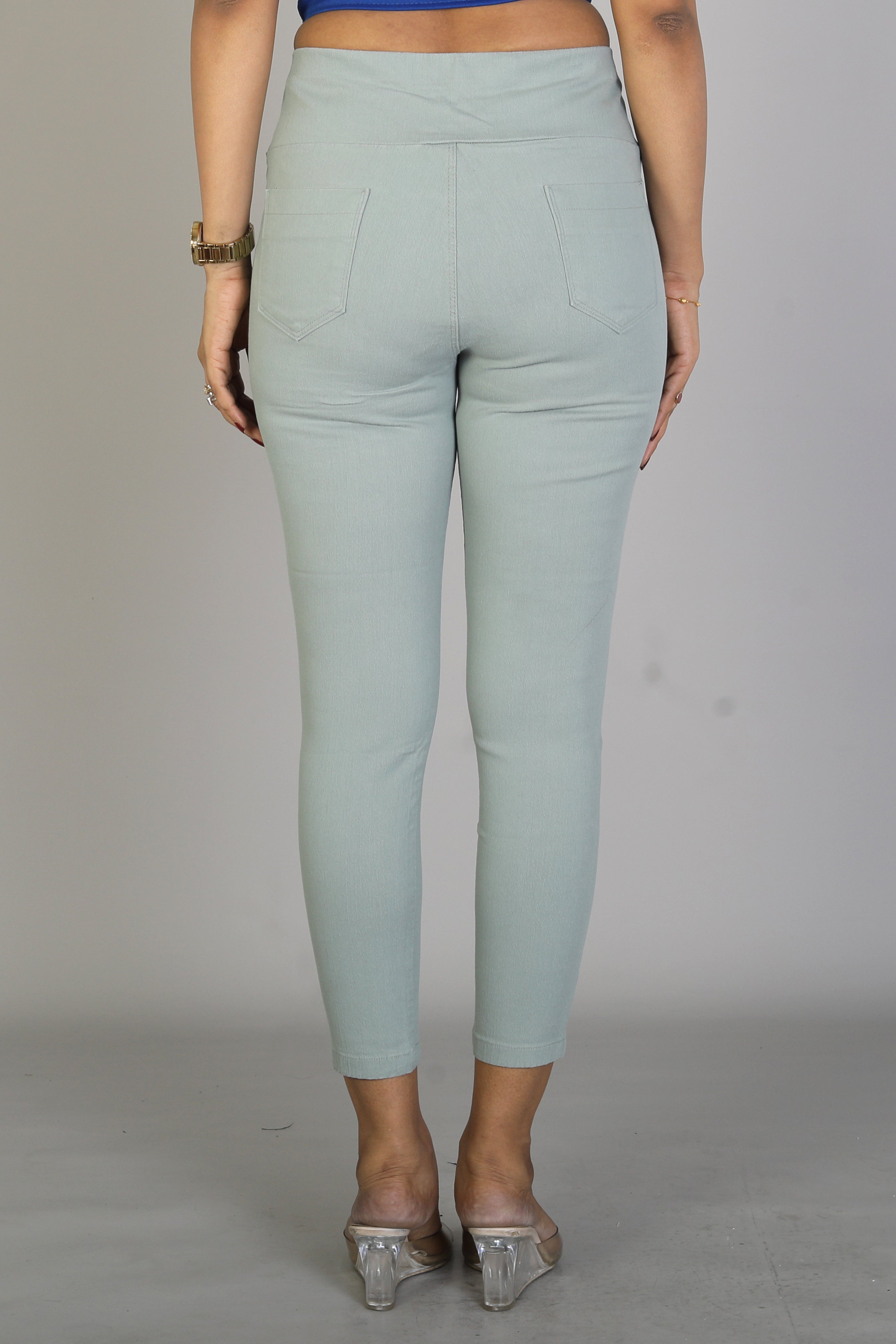 Women's Solid Light Green Jeggings - Keya Seth Exclusive