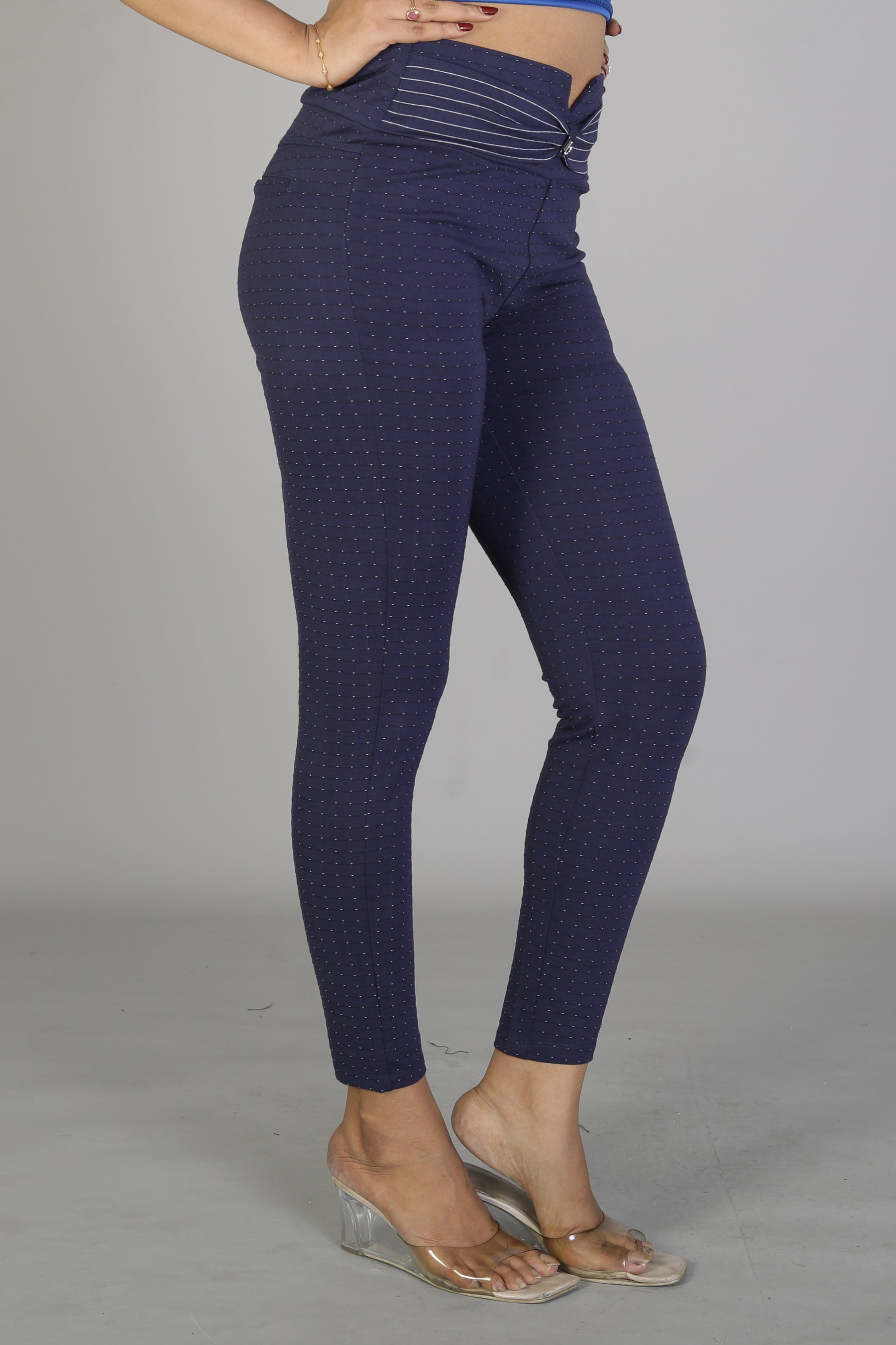Women's Navy Blue Patterned Jeggings - Keya Seth Exclusive