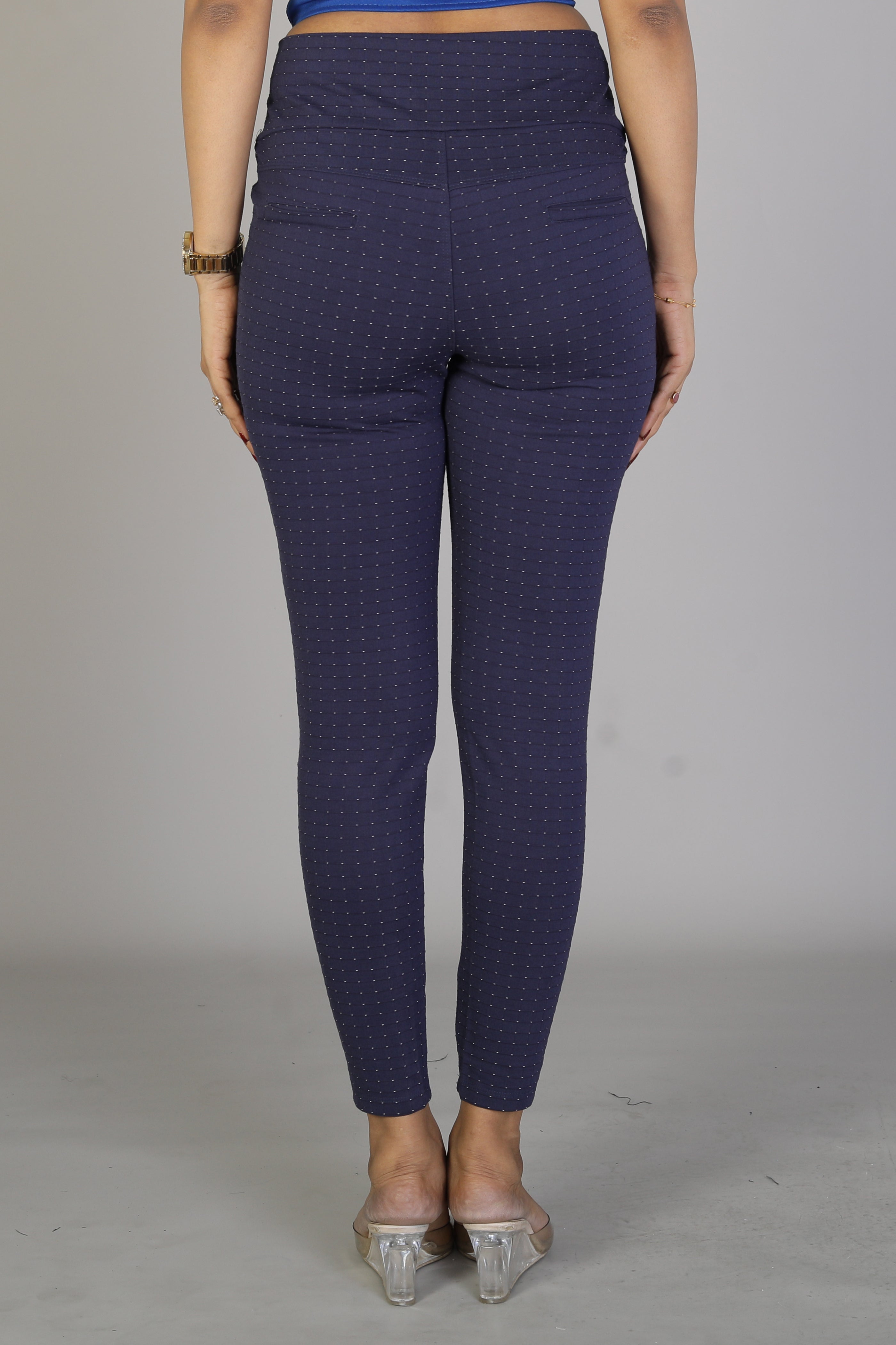 Women's Navy Blue Patterned Jeggings - Keya Seth Exclusive