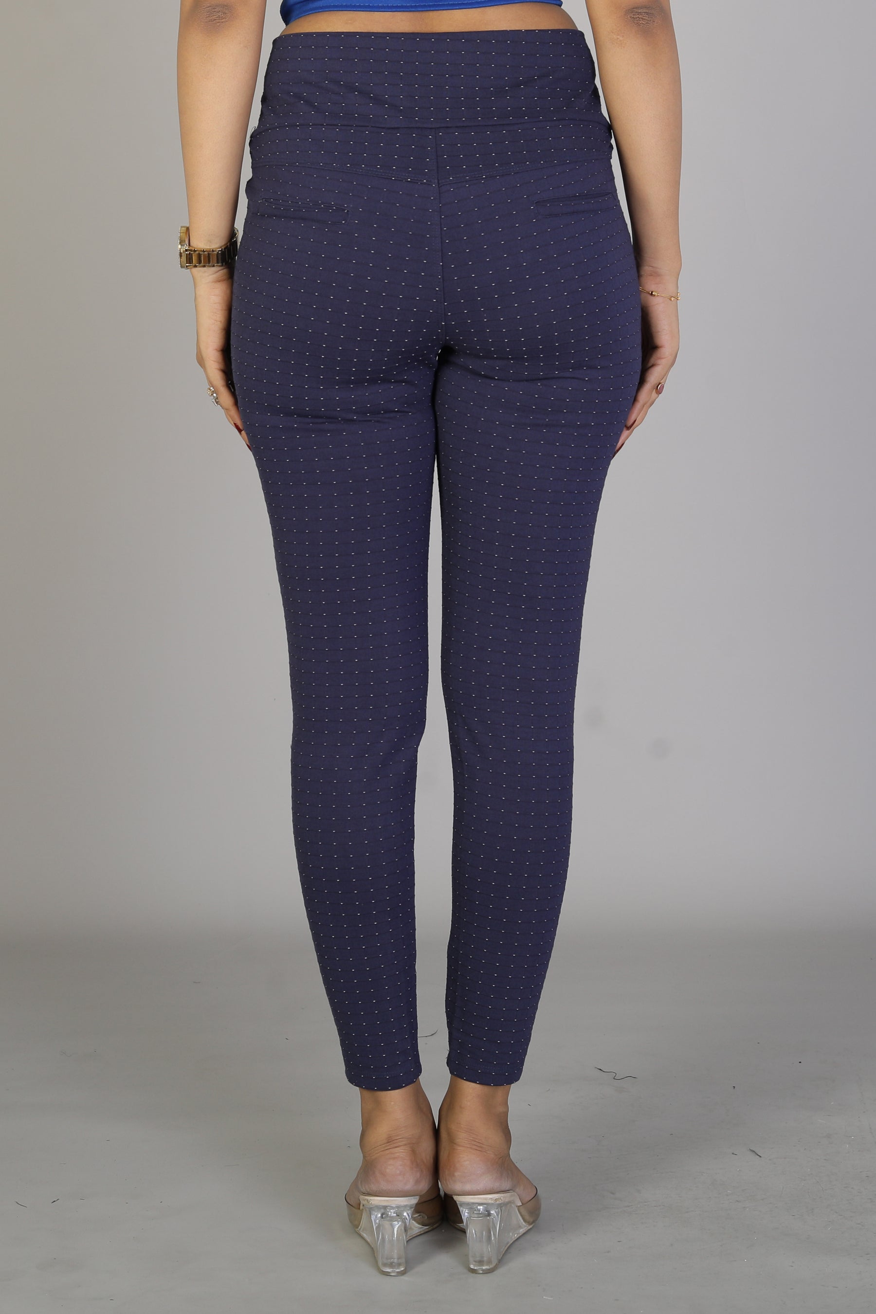 Women's Navy Blue Patterned Jeggings - Keya Seth Exclusive
