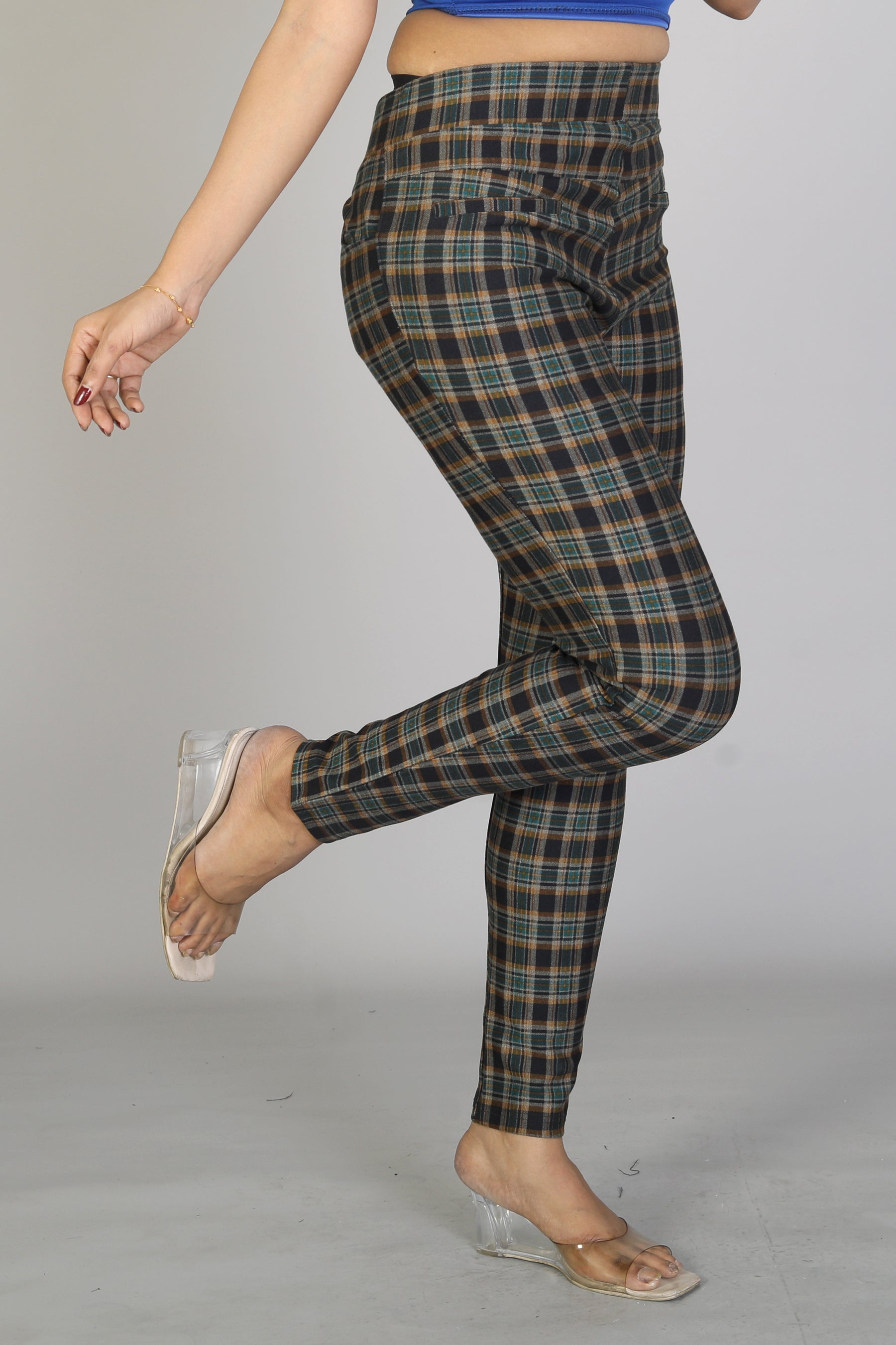 Women's Multicolored Checkered Jeggings - Keya Seth Exclusive