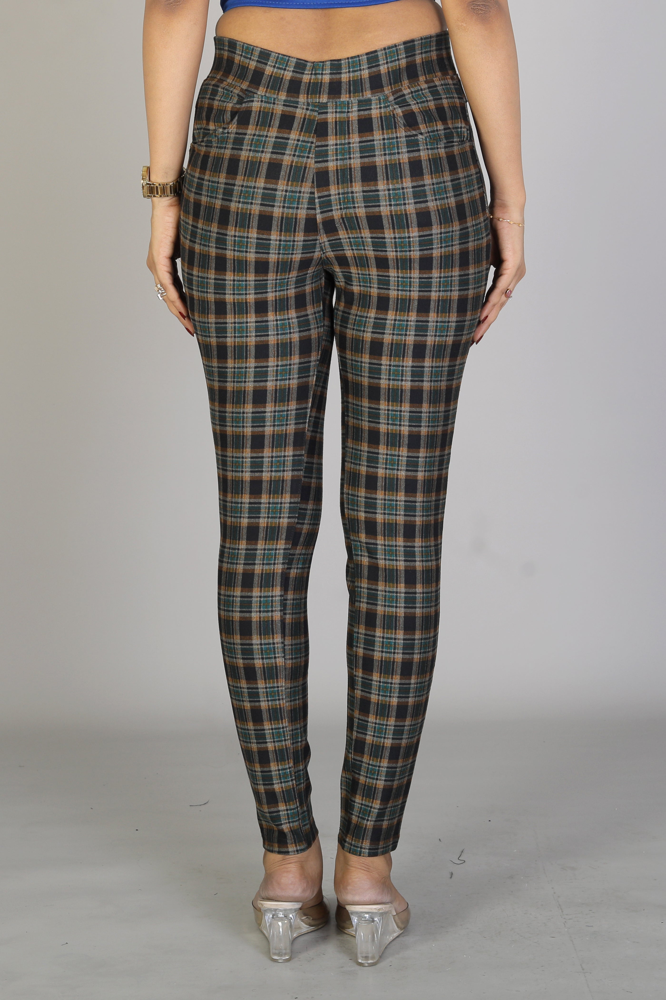 Women's Multicolored Checkered Jeggings - Keya Seth Exclusive
