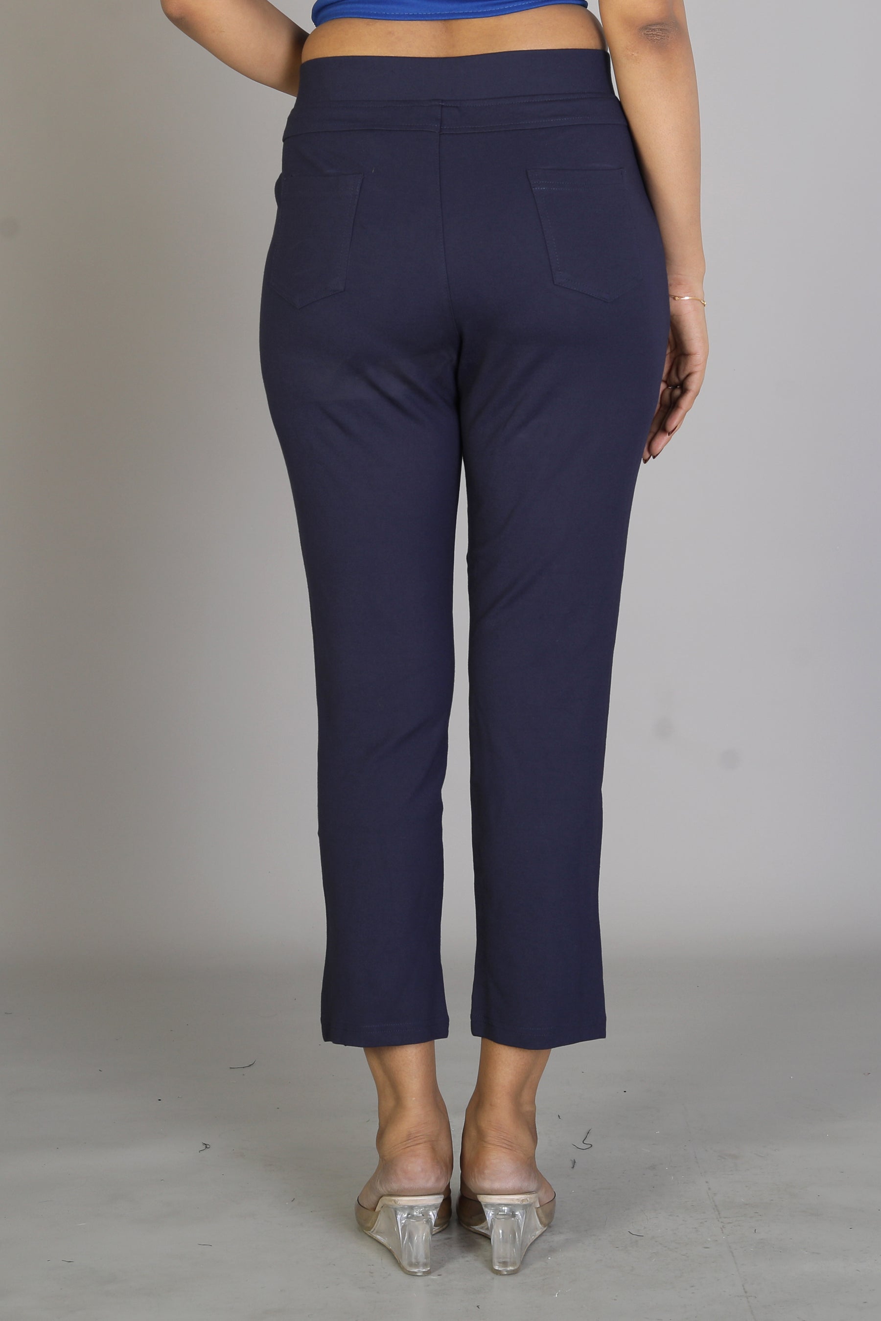 Women's Patterned Navy Blue Jeggings - Keya Seth Exclusive