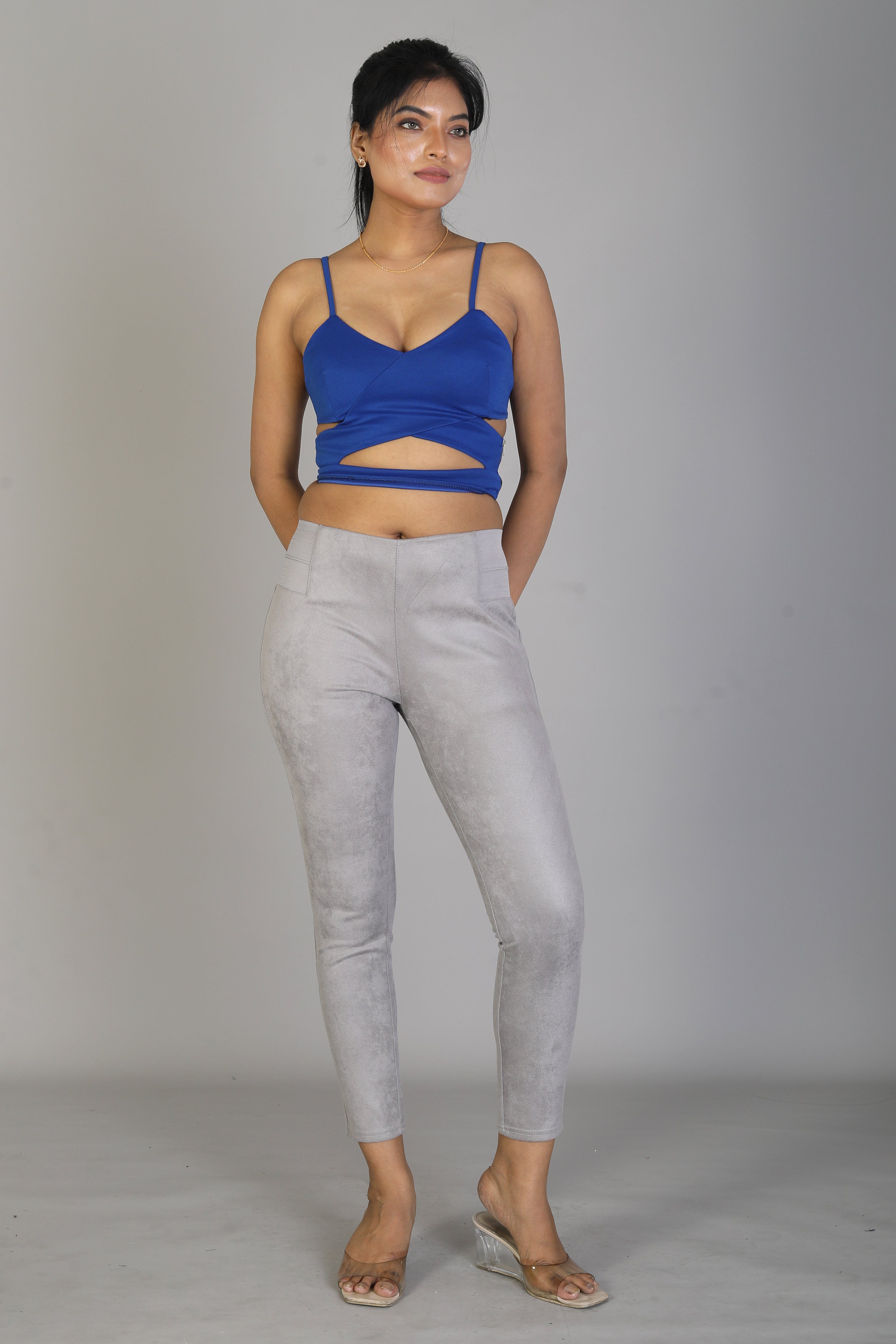 Women's Solid Grey Jeggings - Keya Seth Exclusive