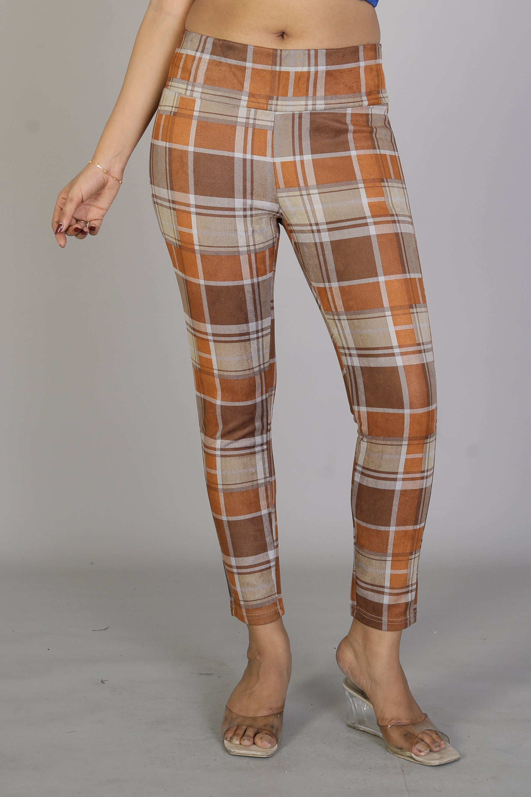 Women's Checkered Mustard Jeggings - Keya Seth Exclusive