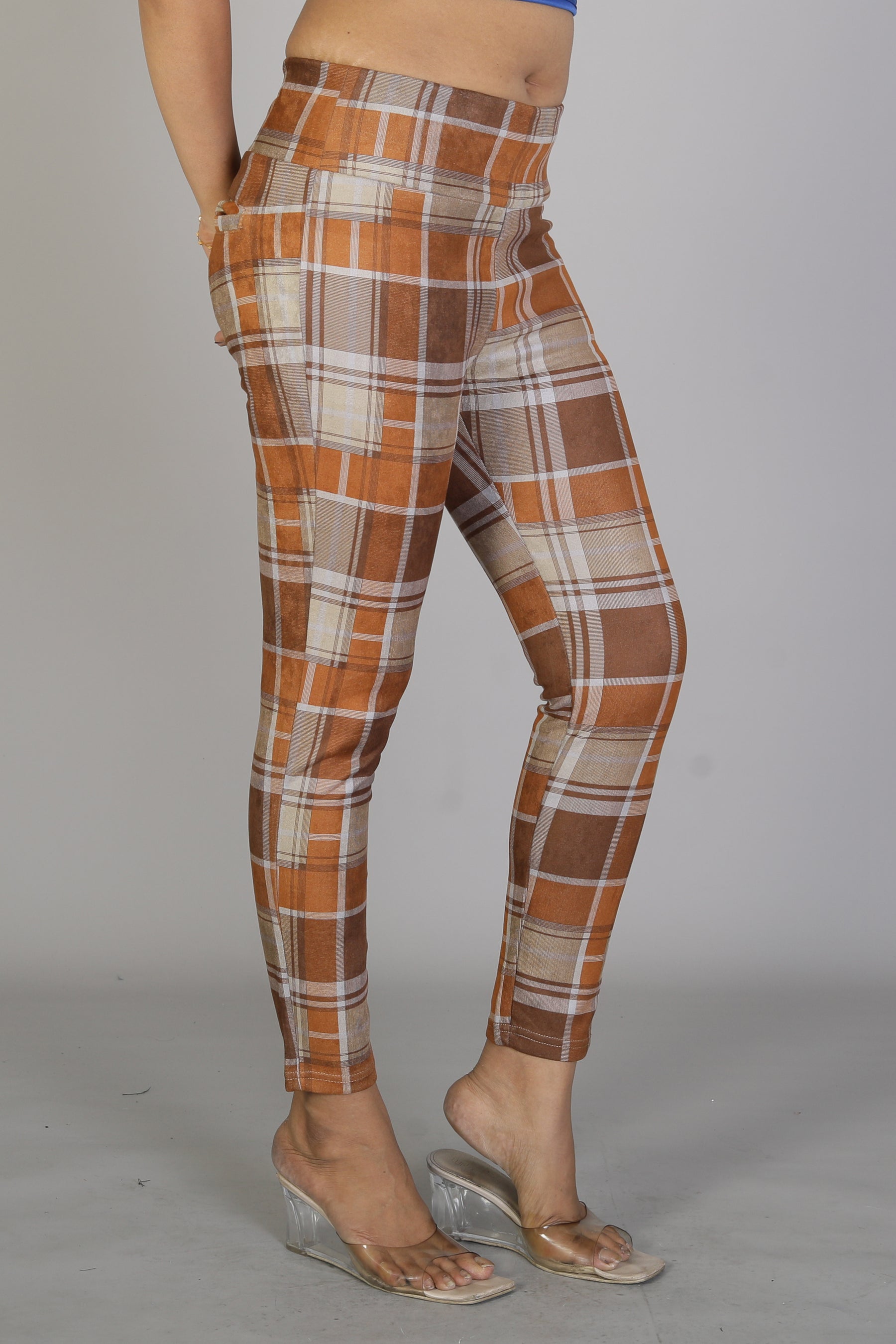 Women's Checkered Mustard Jeggings - Keya Seth Exclusive