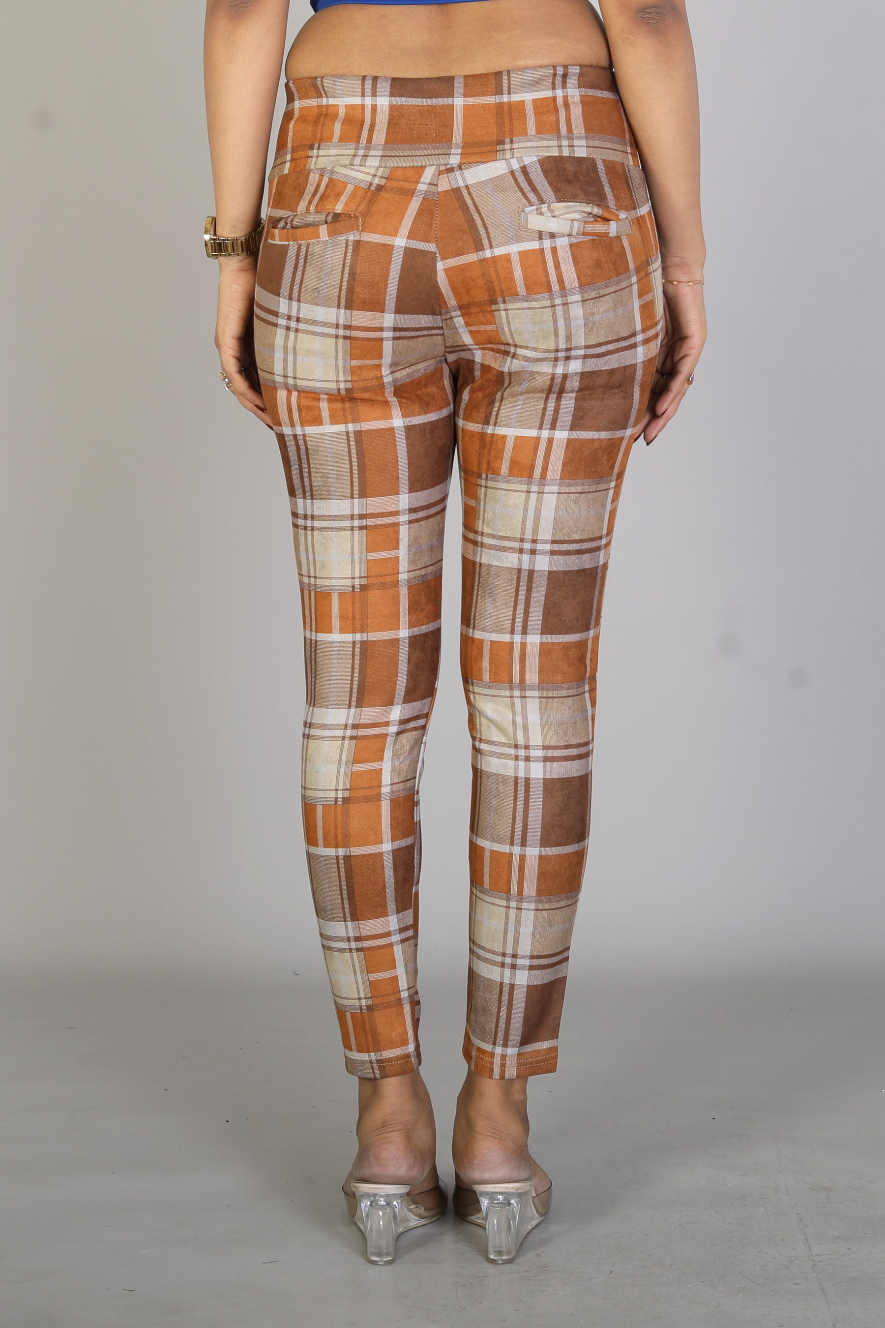 Women's Checkered Mustard Jeggings - Keya Seth Exclusive