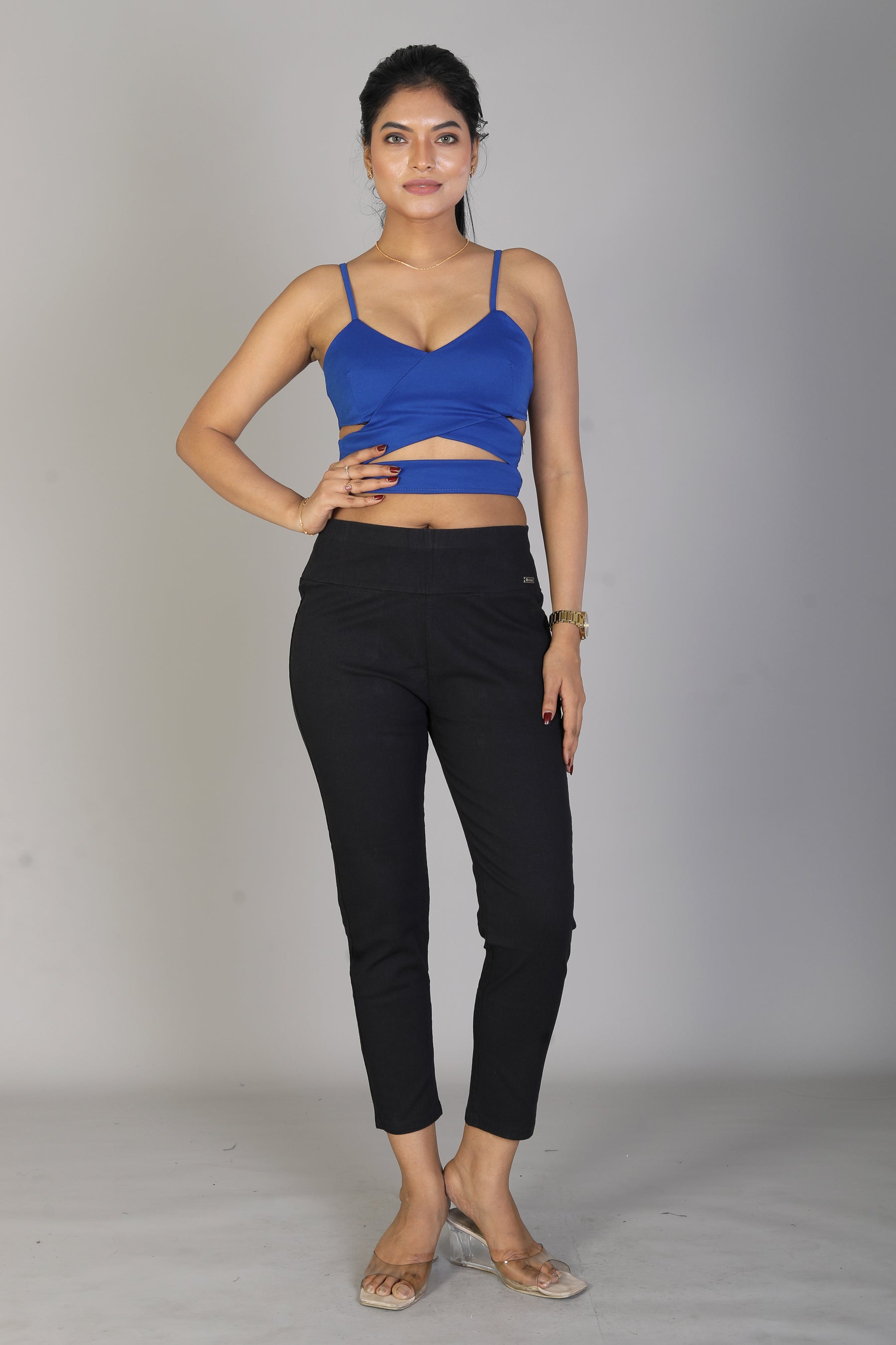 Women's Solid Black Jeggings - Keya Seth Exclusive