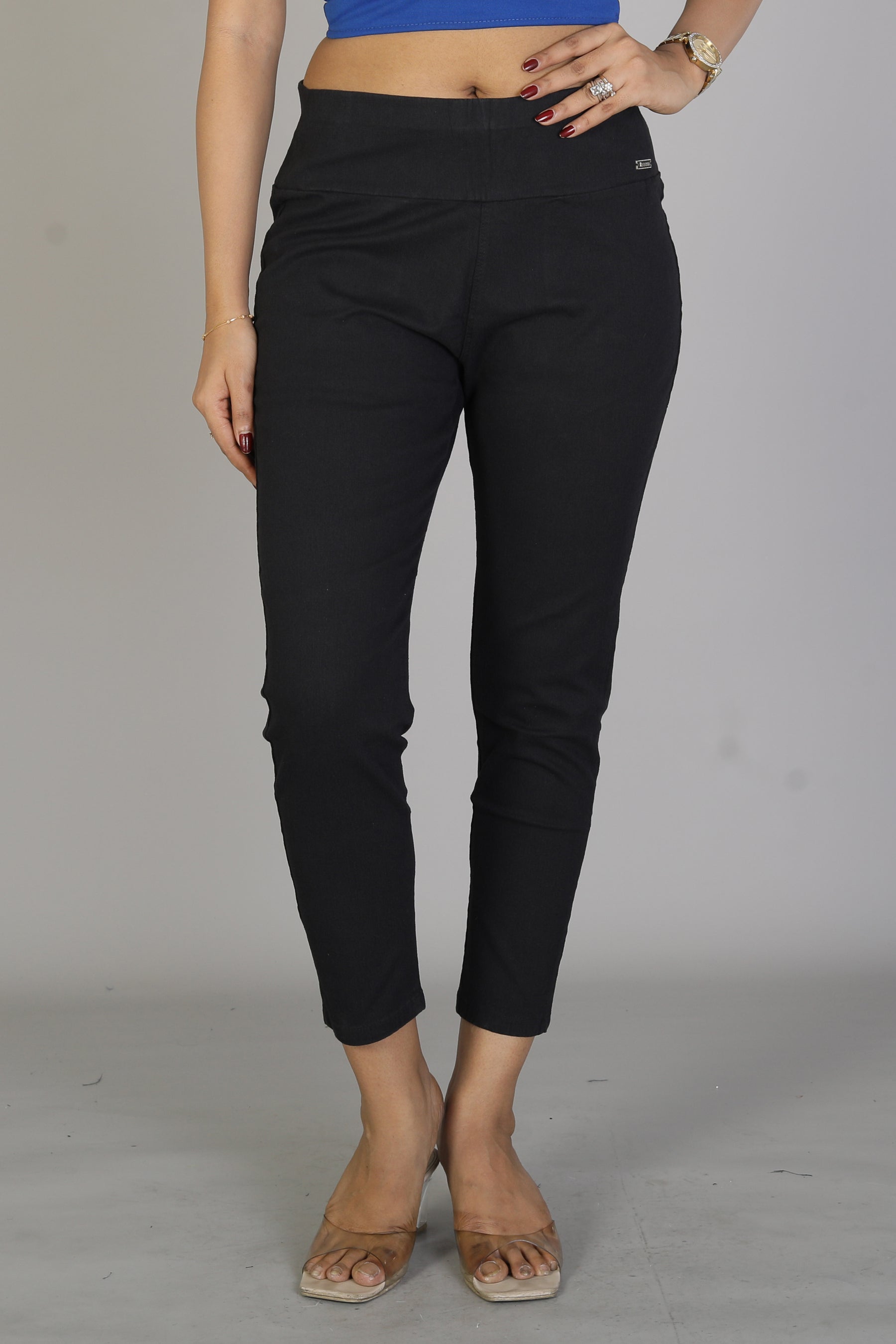 Women's Solid Black Jeggings - Keya Seth Exclusive