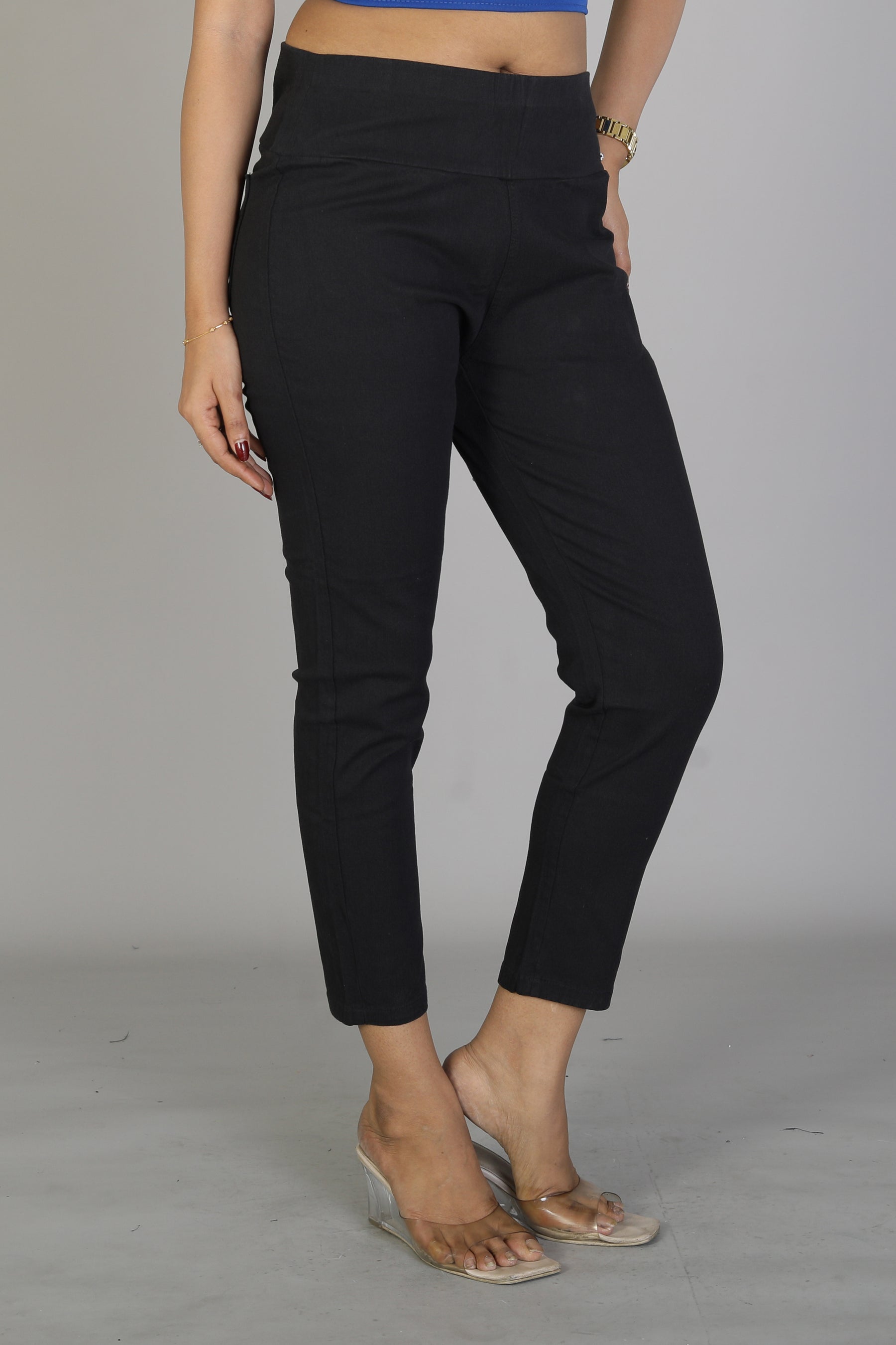 Women's Solid Black Jeggings - Keya Seth Exclusive