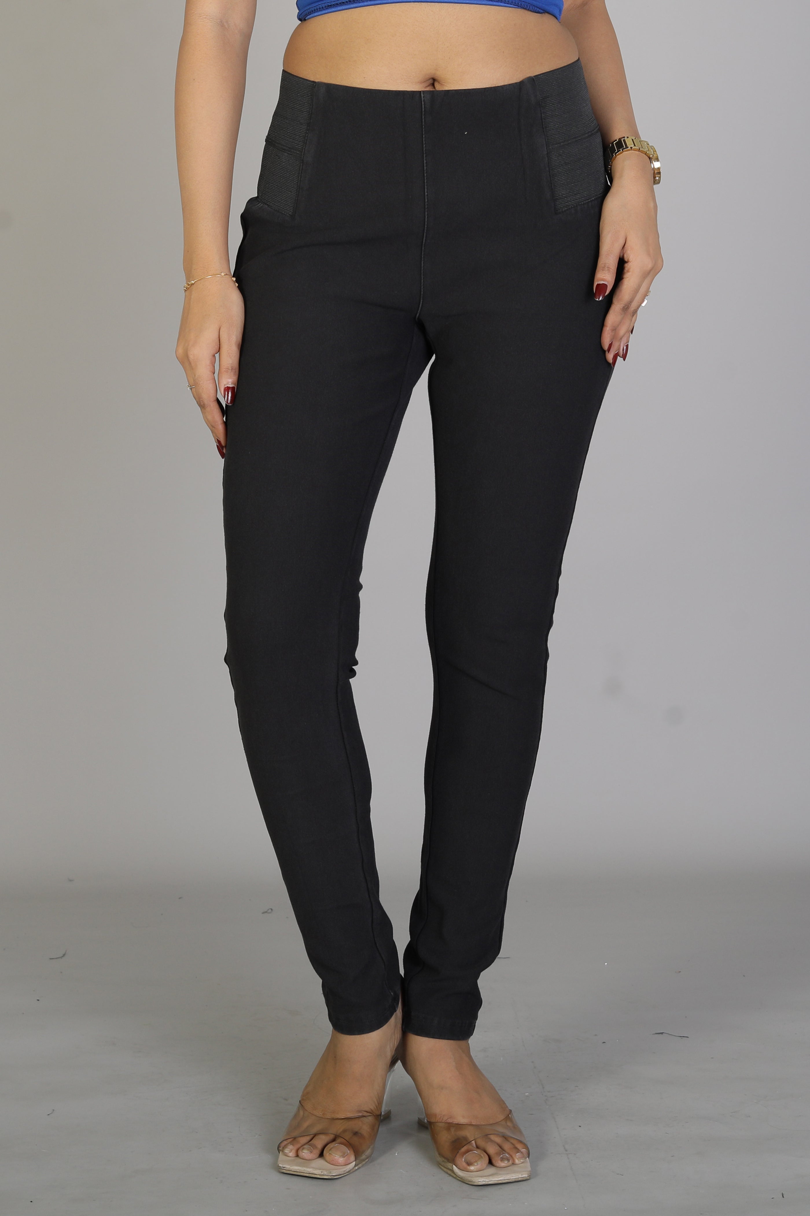 Women's Solid Black Jeggings - Keya Seth Exclusive