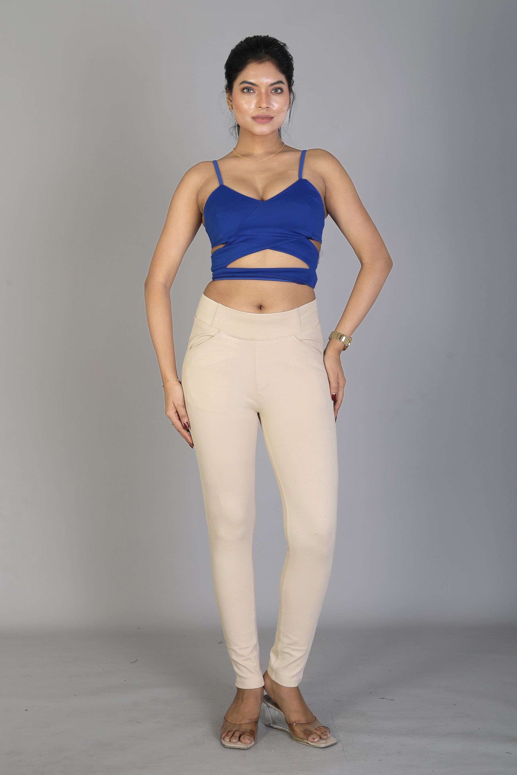Women's Solid Offwhite Jeggings - Keya Seth Exclusive