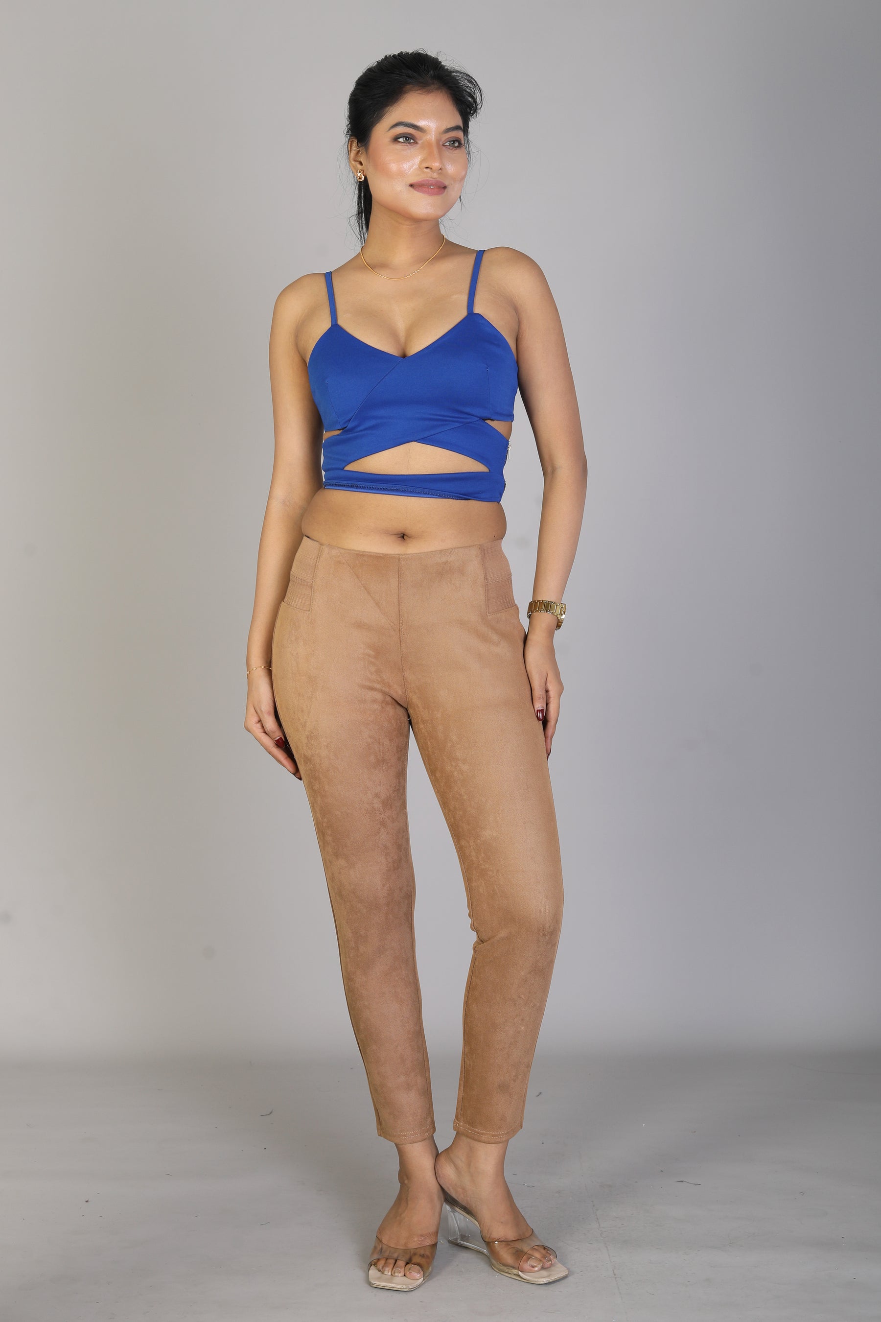 Women's Solid Brown Jeggings - Keya Seth Exclusive