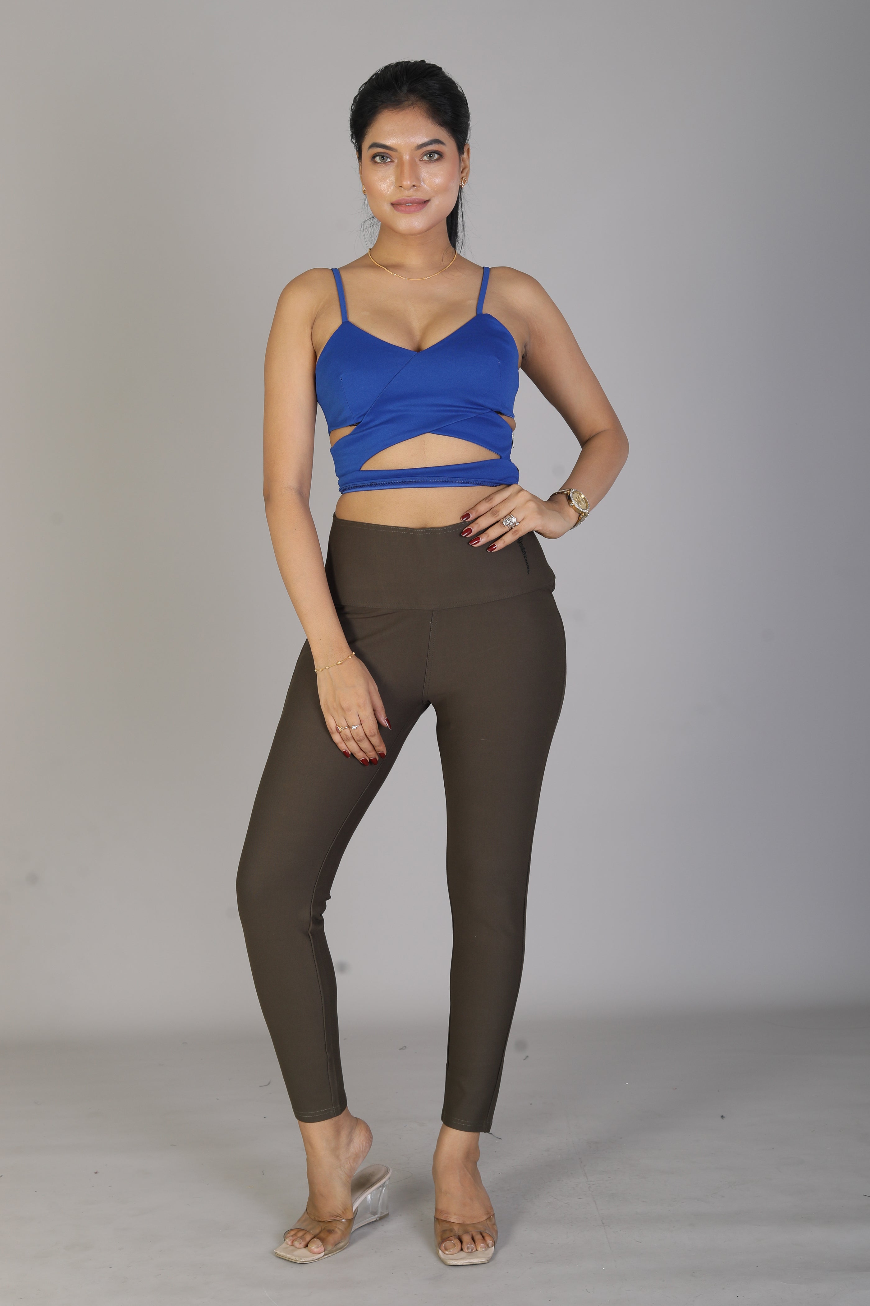 Women's Solid Olive Jeggings - Keya Seth Exclusive