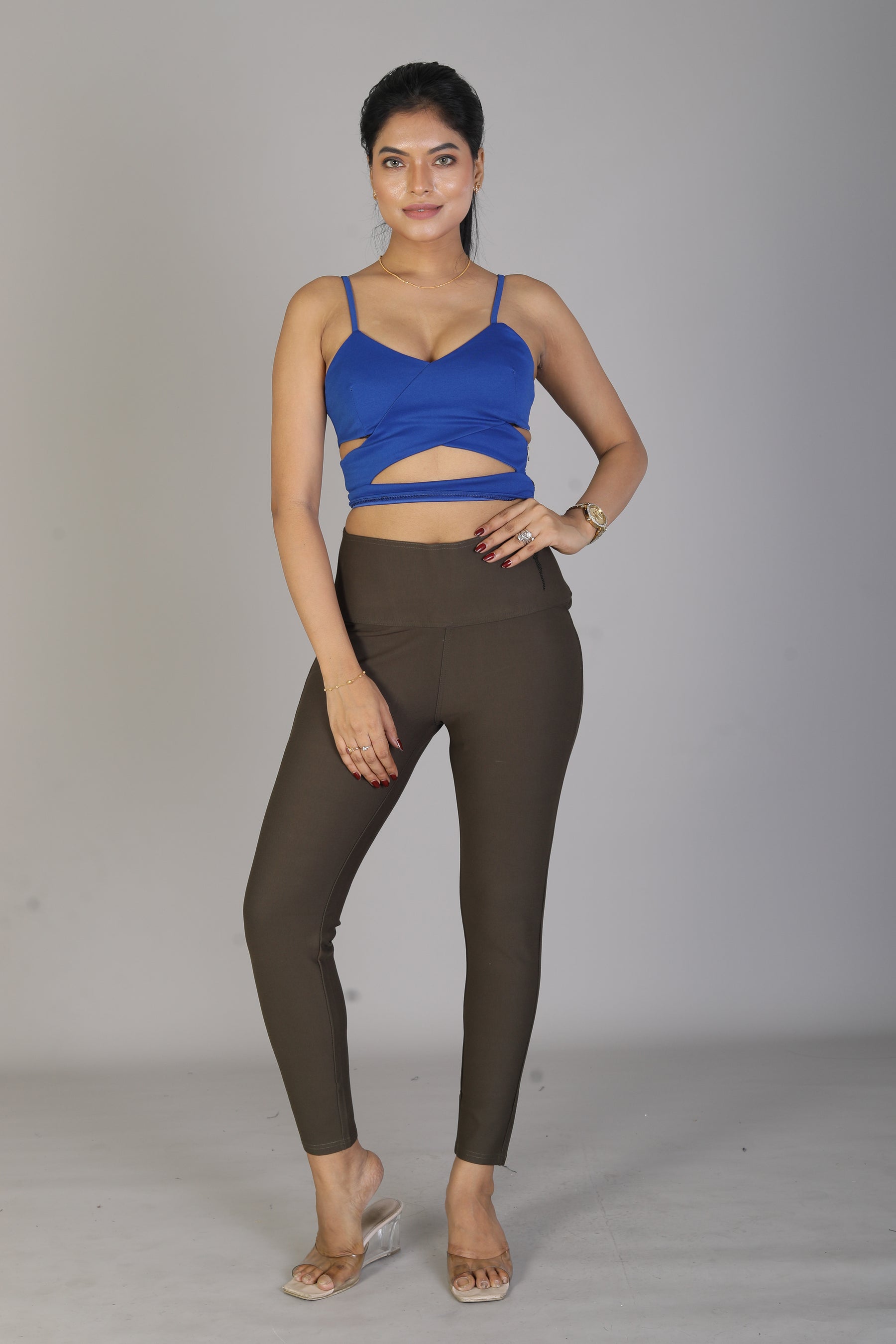 Women's Solid Olive Jeggings - Keya Seth Exclusive