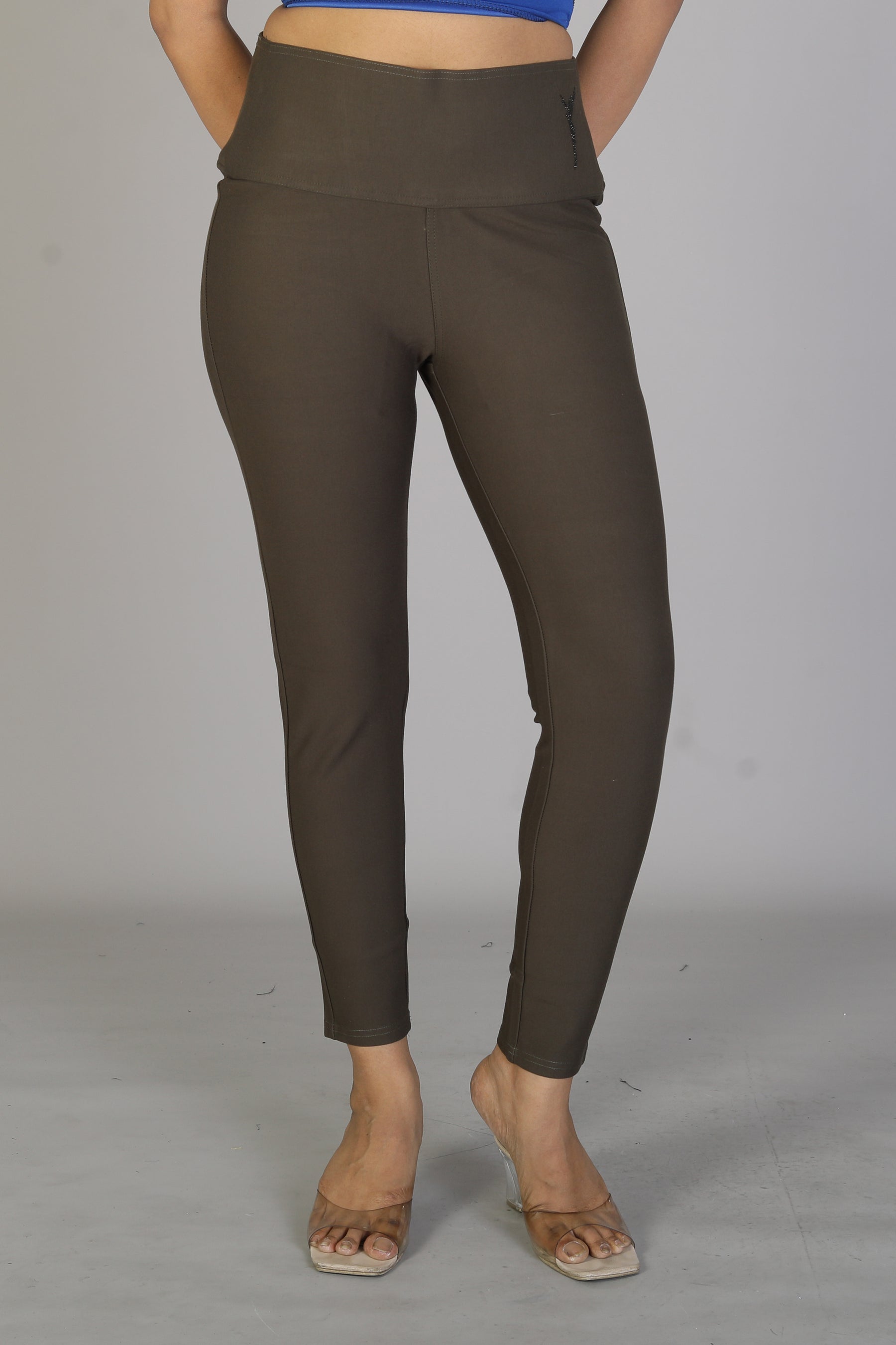 Women's Solid Olive Jeggings - Keya Seth Exclusive