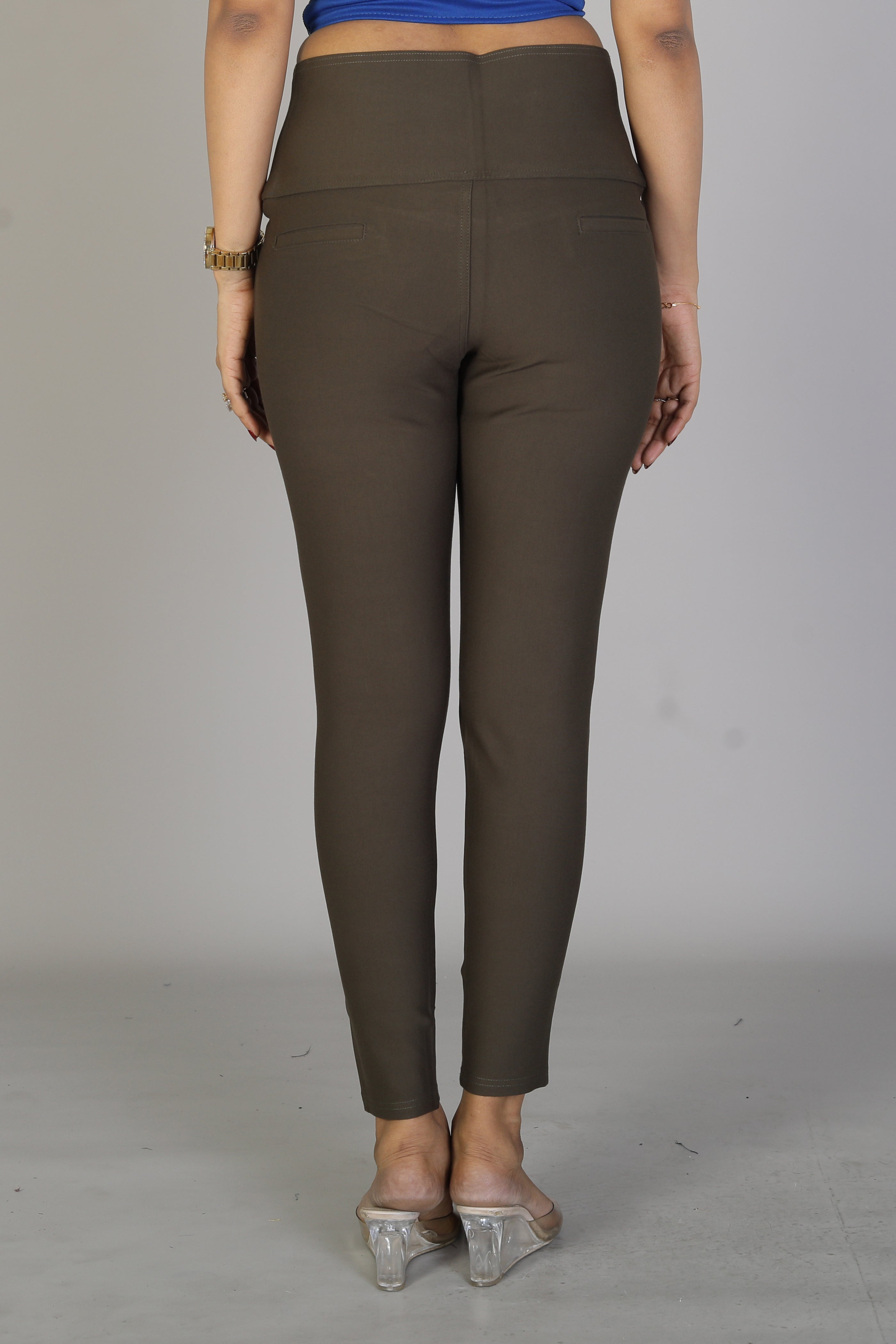 Women's Solid Olive Jeggings - Keya Seth Exclusive