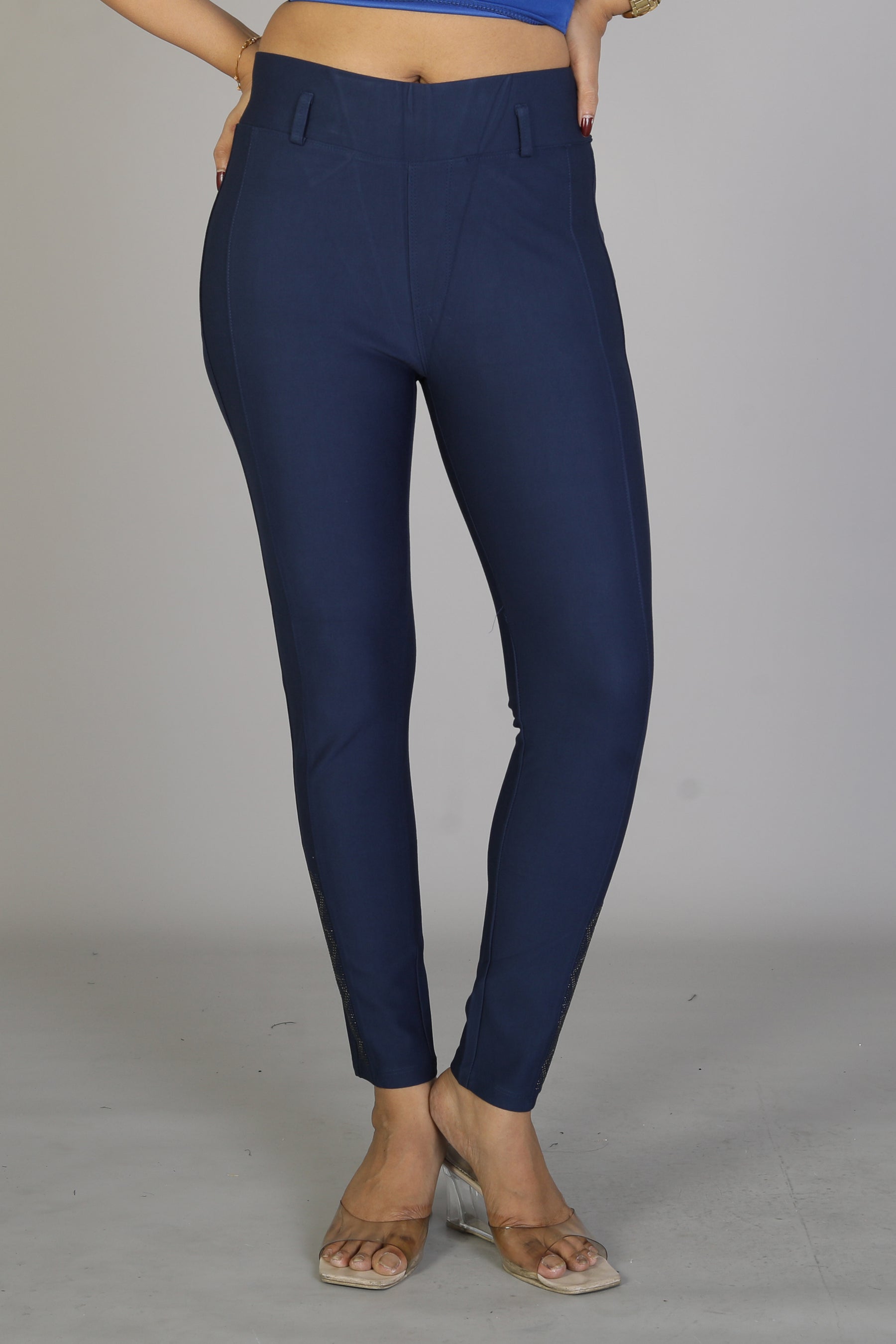 Women's Solid Navy Blue Jeggings - Keya Seth Exclusive
