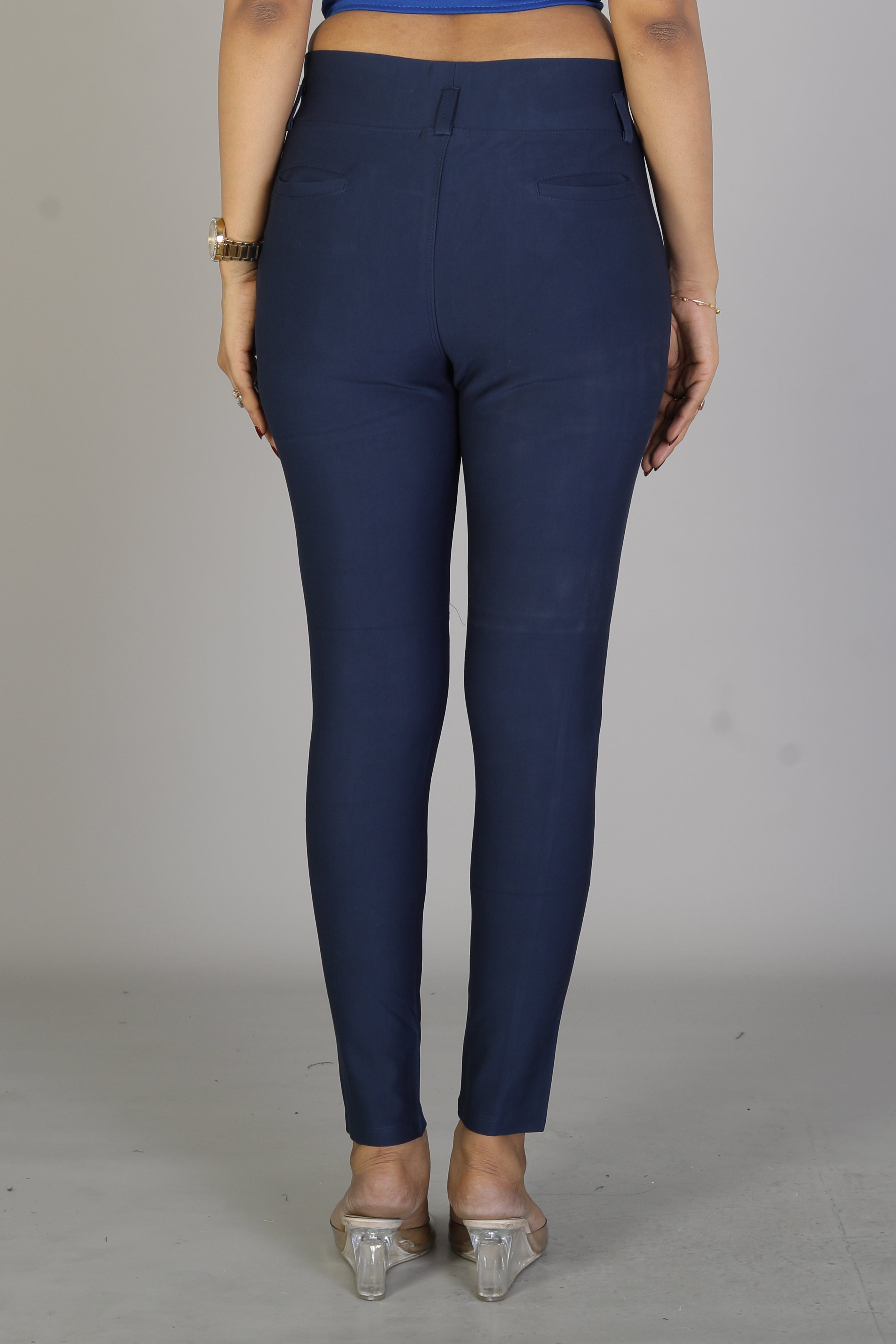 Women's Solid Navy Blue Jeggings - Keya Seth Exclusive