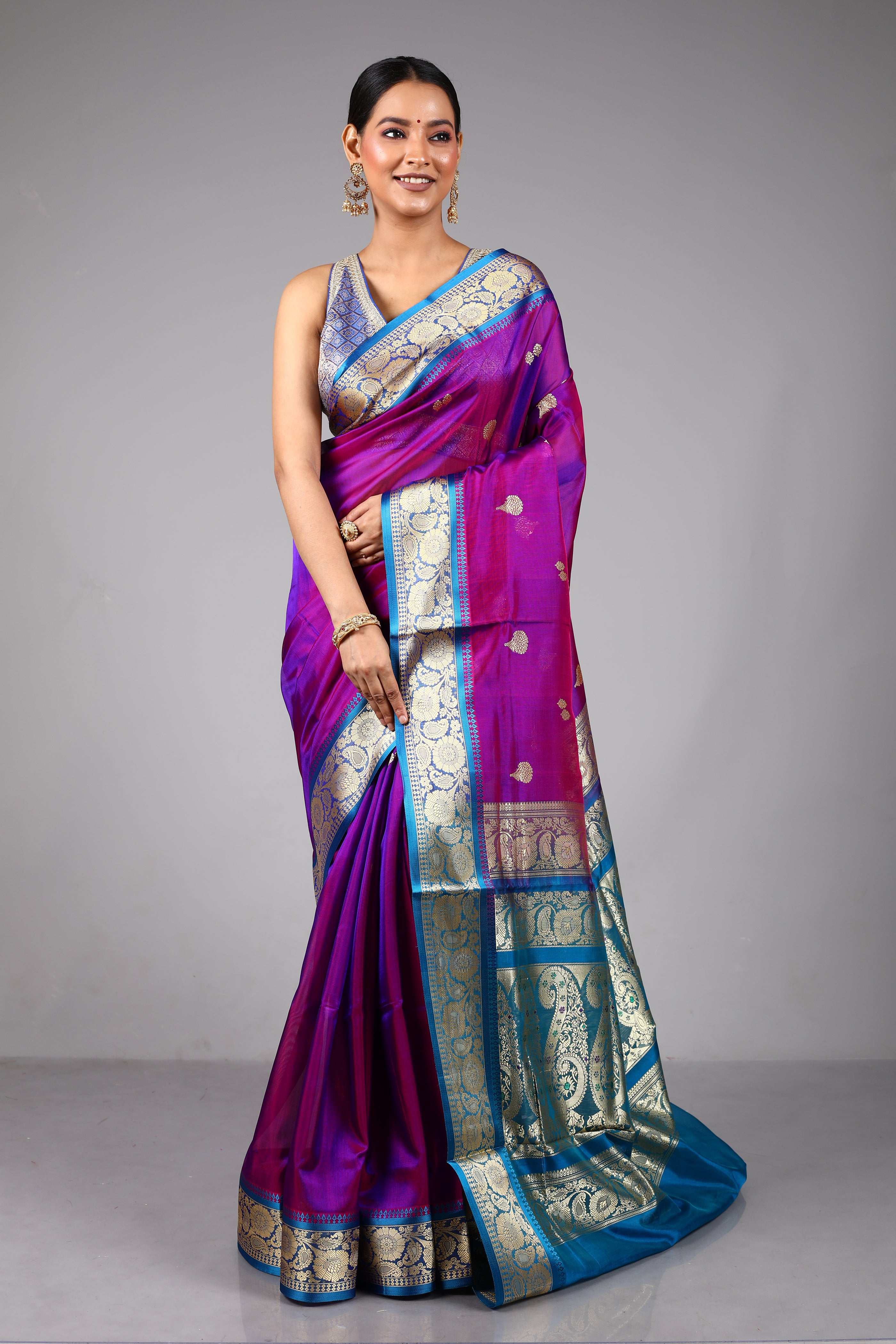 Magenta Blended Pattu Silk Saree