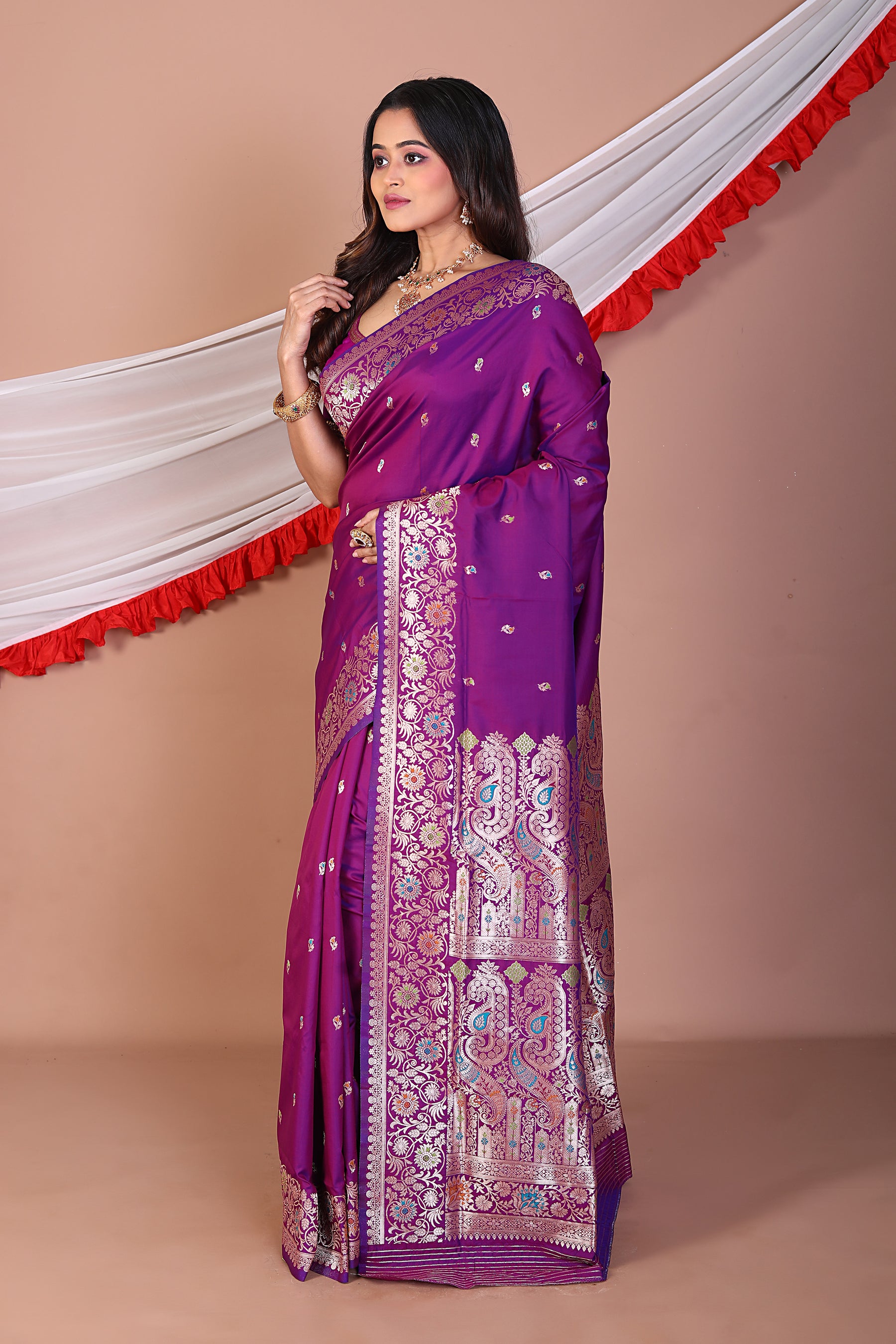 Purple Blended Mashru Silk Saree - Keya Seth Exclusive