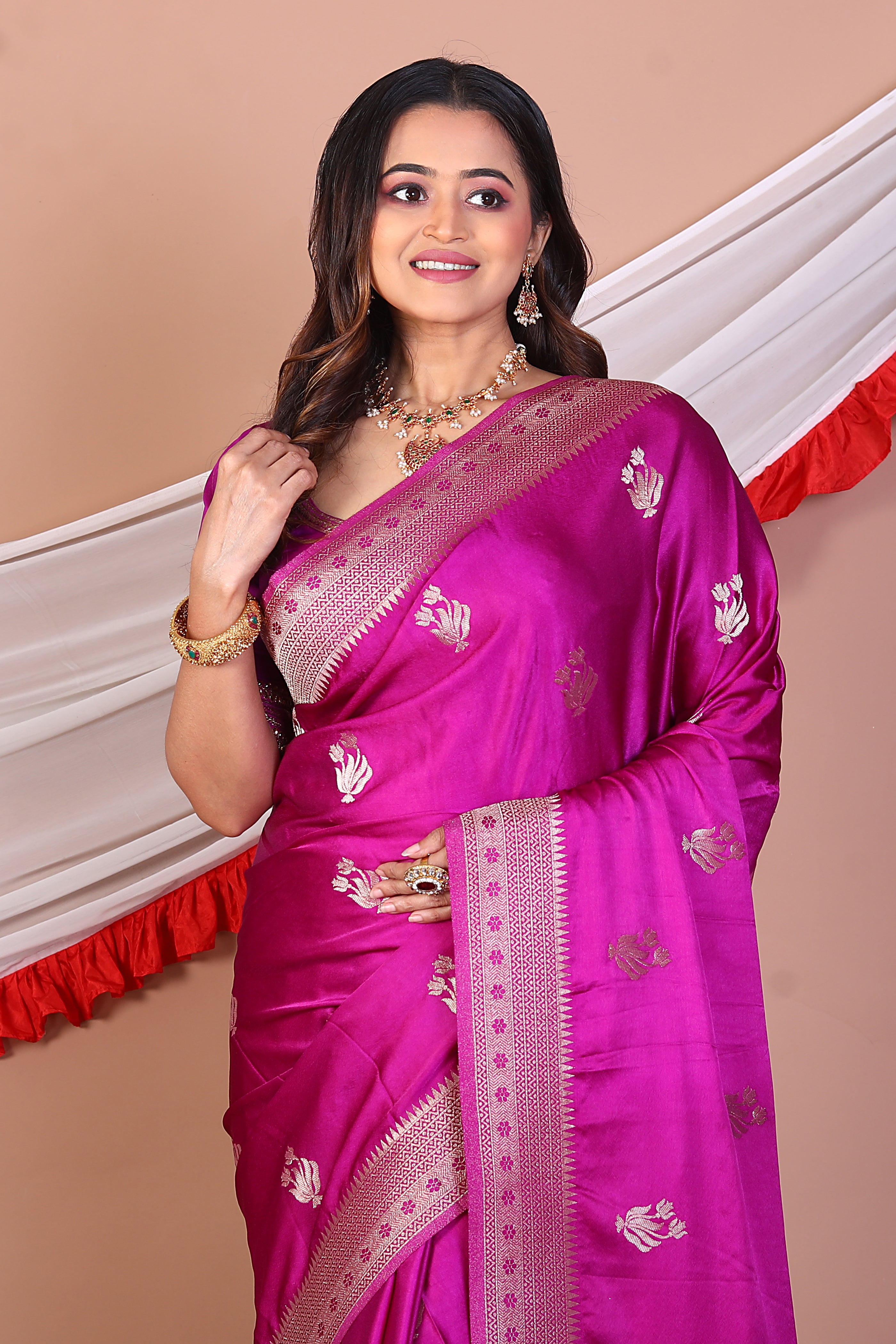 Magenta Blended Mashru Silk - Keya Seth Exclusive