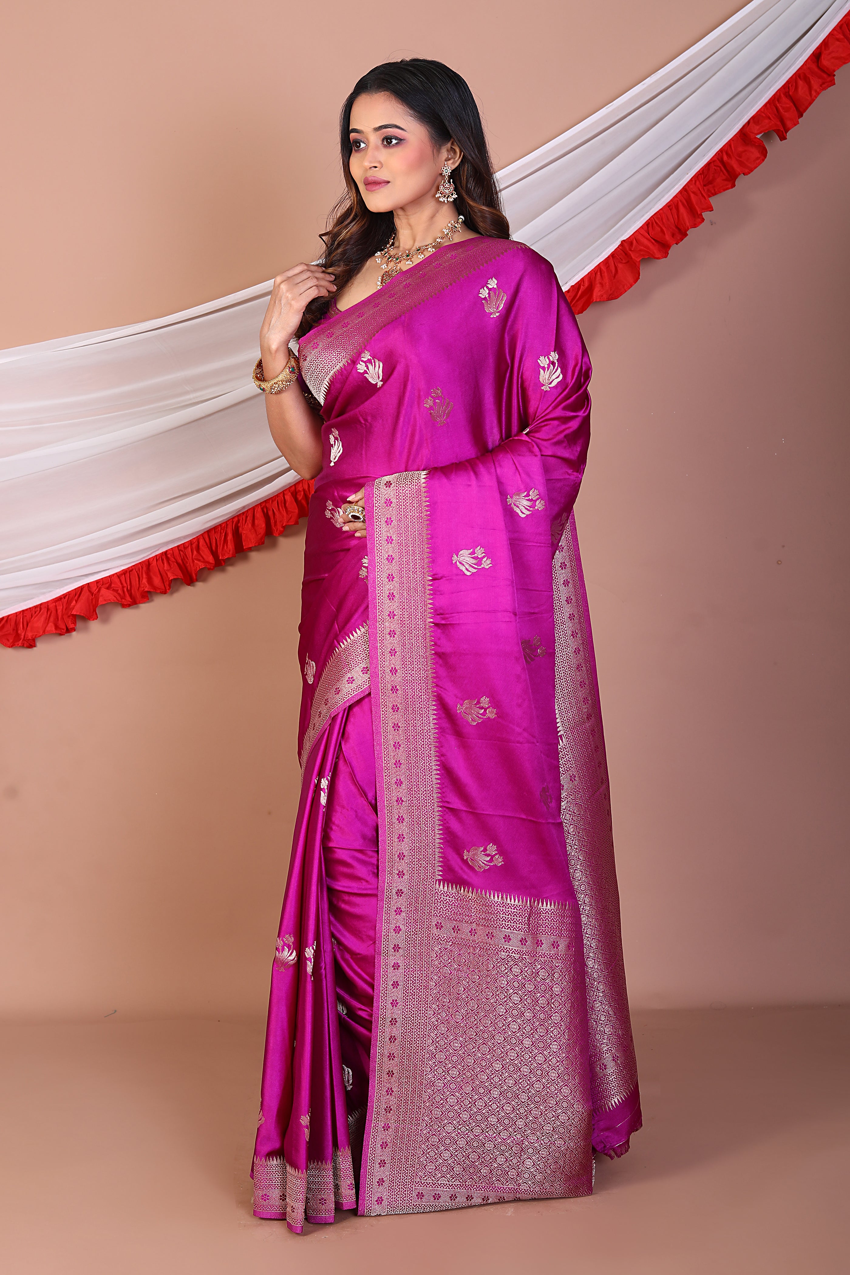 Magenta Blended Mashru Silk - Keya Seth Exclusive