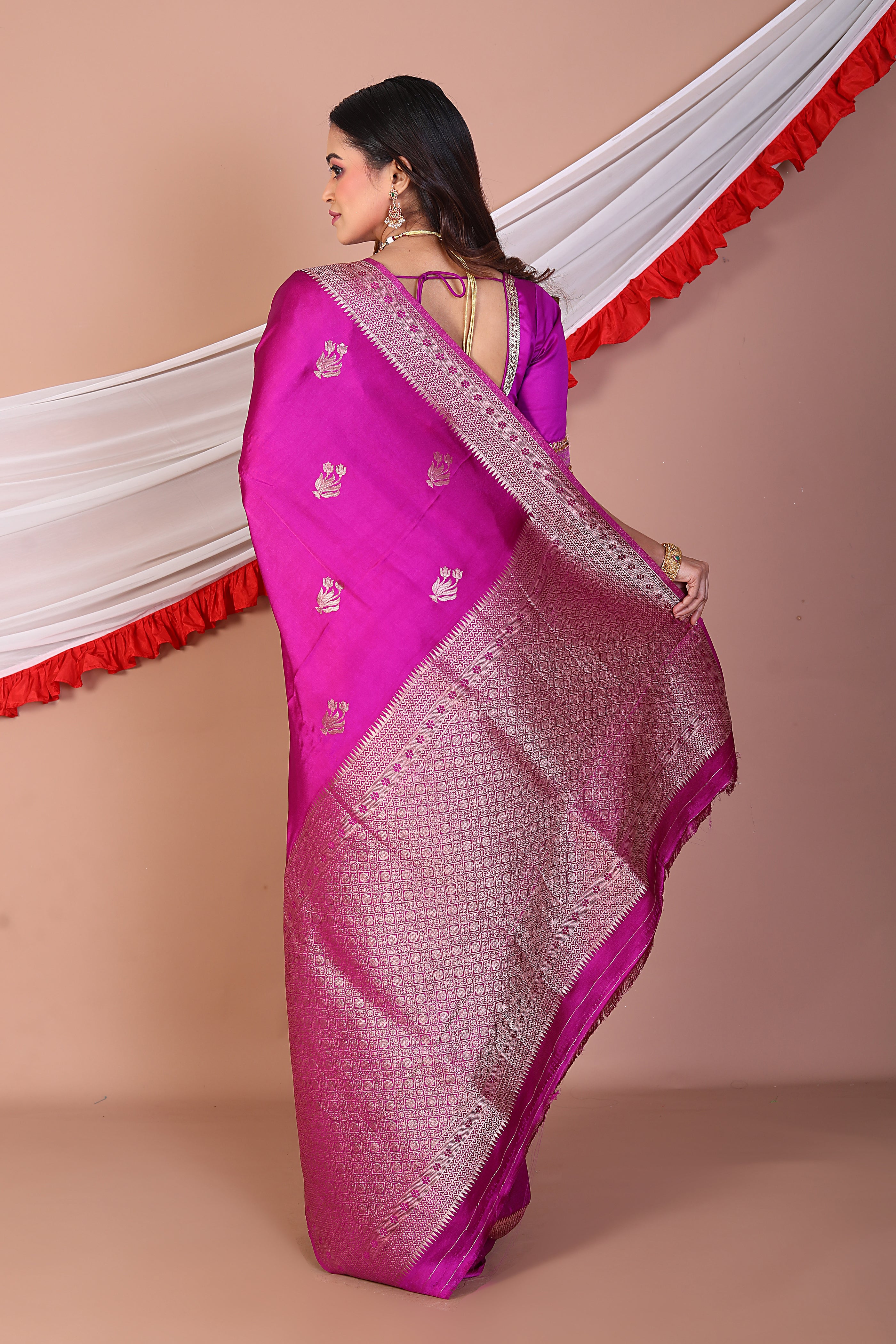 Magenta Blended Mashru Silk - Keya Seth Exclusive